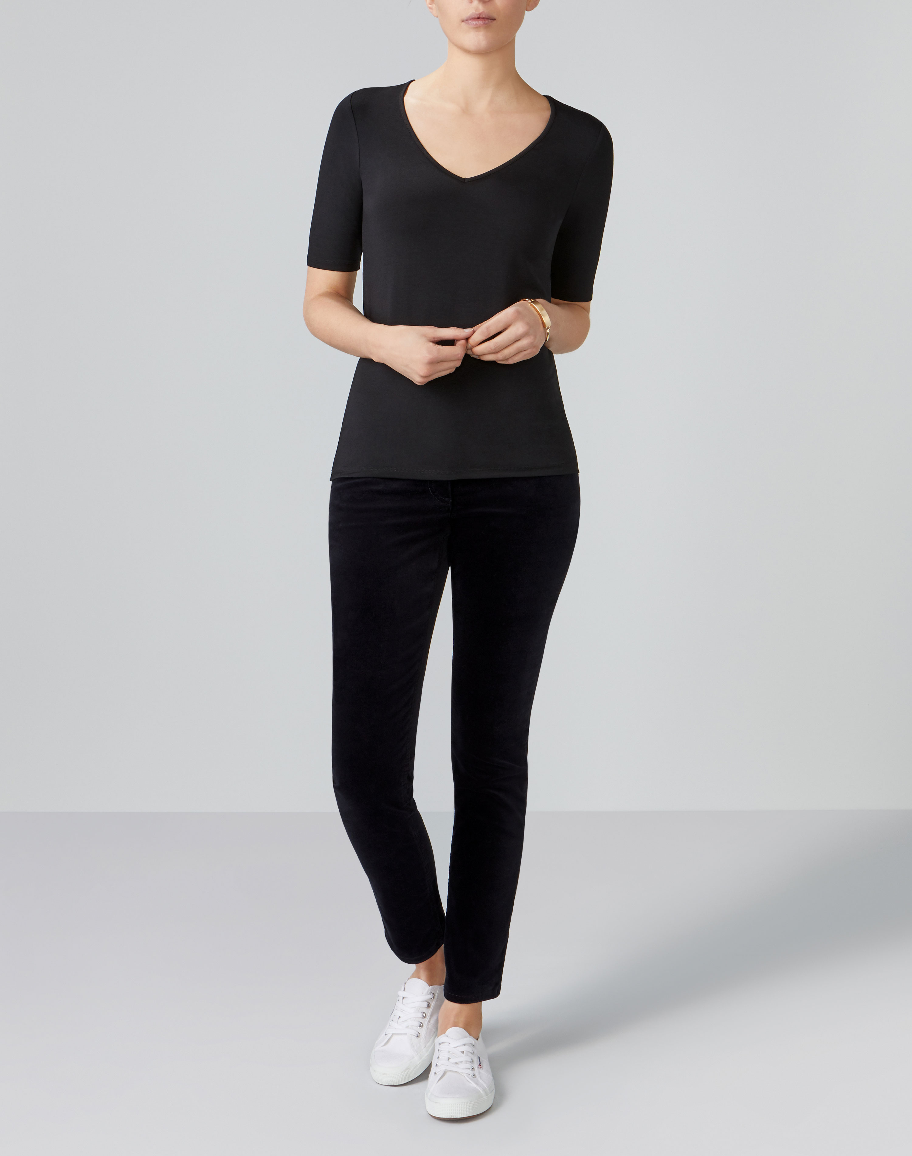 Black Jersey V Neck TShirt Pure Collection