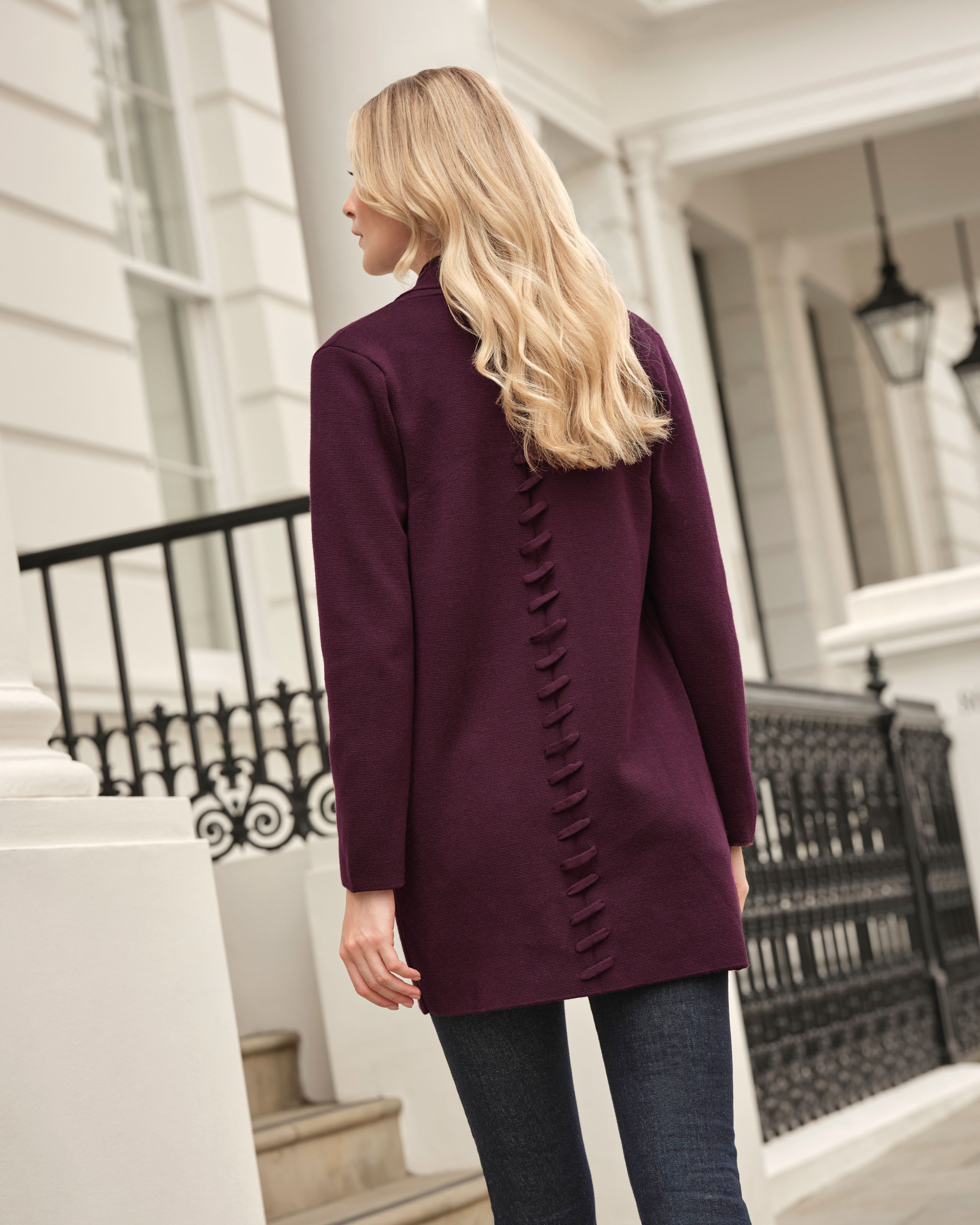 Long Sleeve Mohair Cardigan - Aubergine main image 1