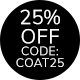 25% Off Jackets and Coats with code COAT25. Offer applies to selected styles only.