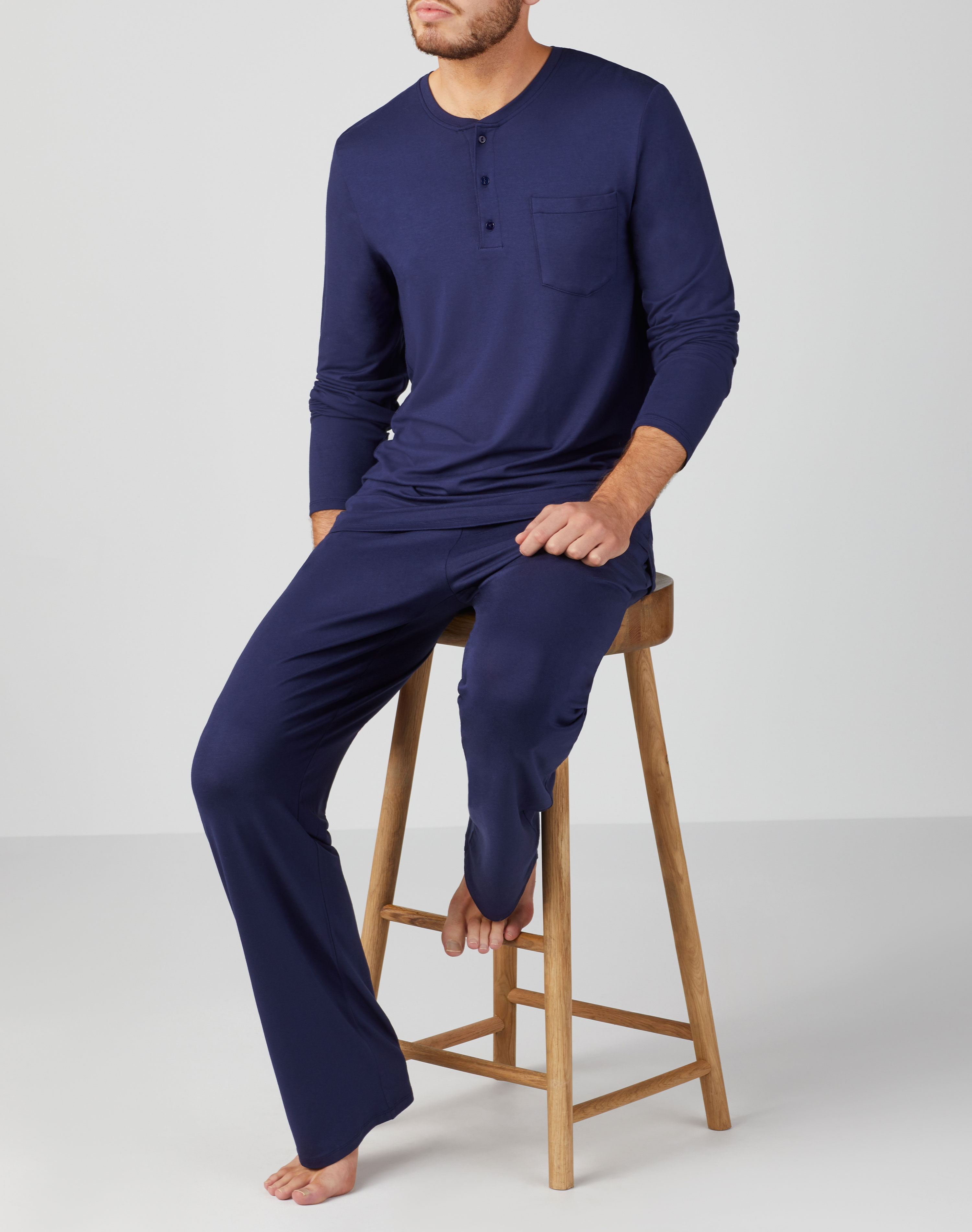 French Navy Mens Jersey Pyjama Set Pure Collection