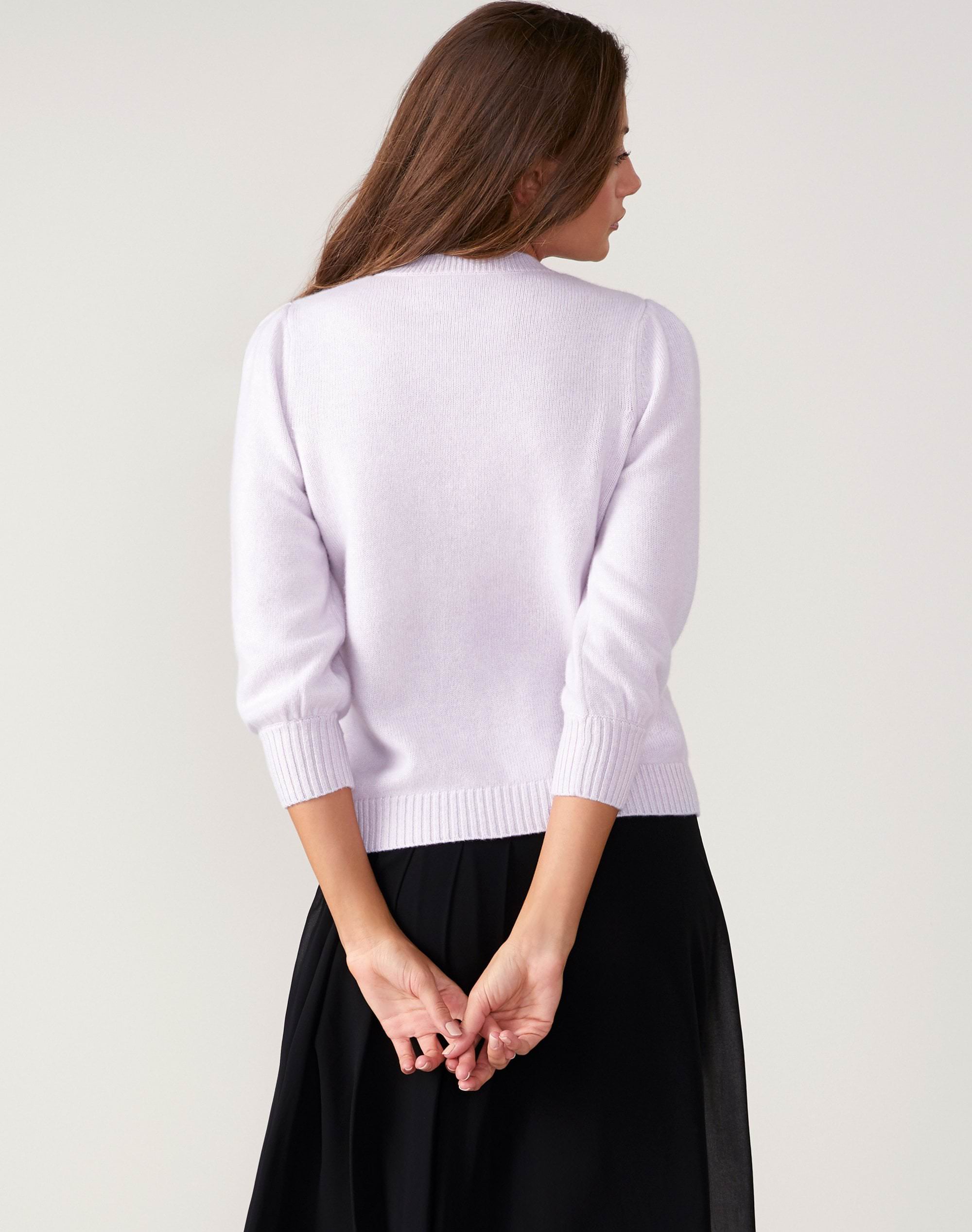 Heather Lilac | Blouson 3/4 Sleeve Sweater | Pure Collection
