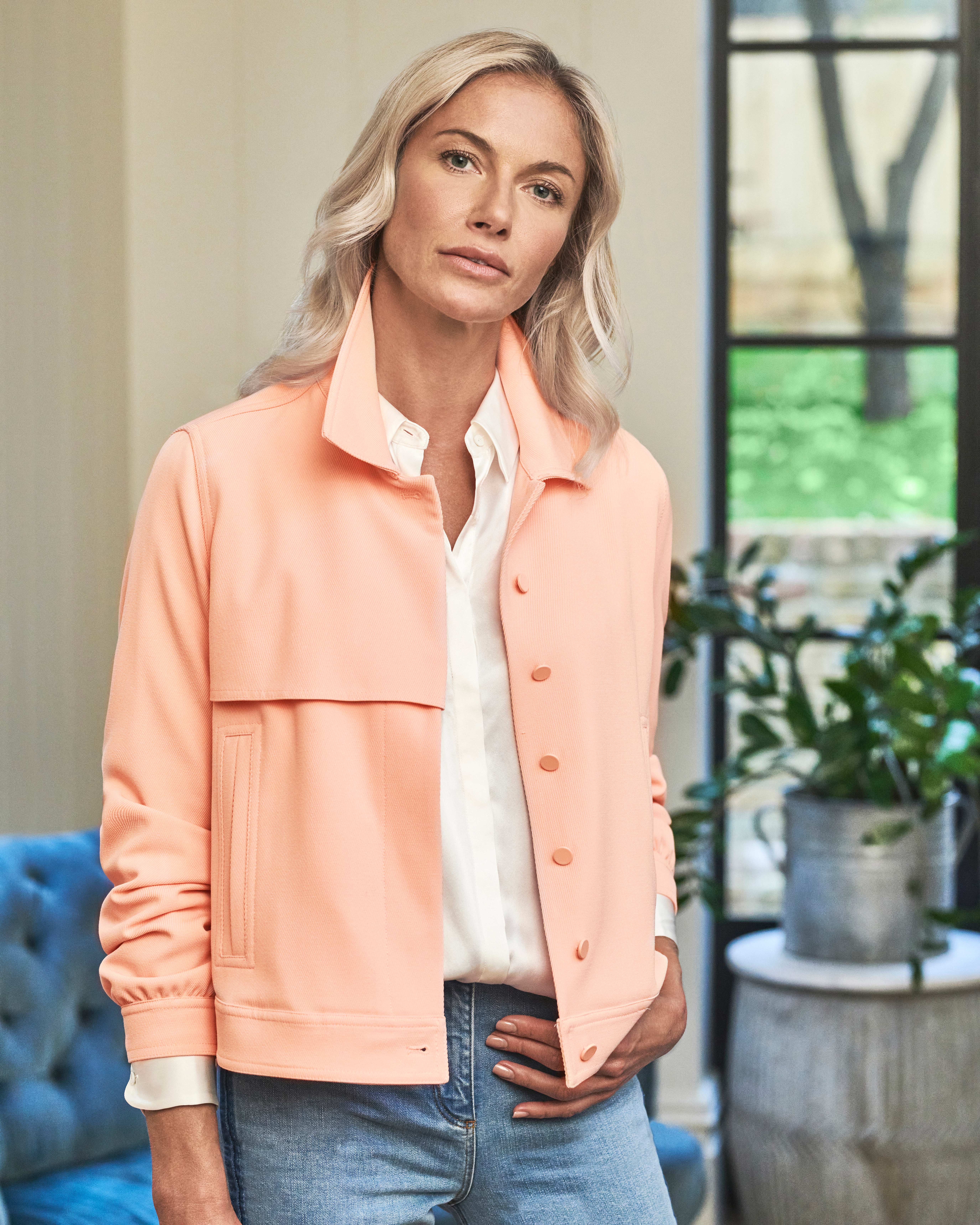 Peach Blush Collared Twill Jacket Pure Collection
