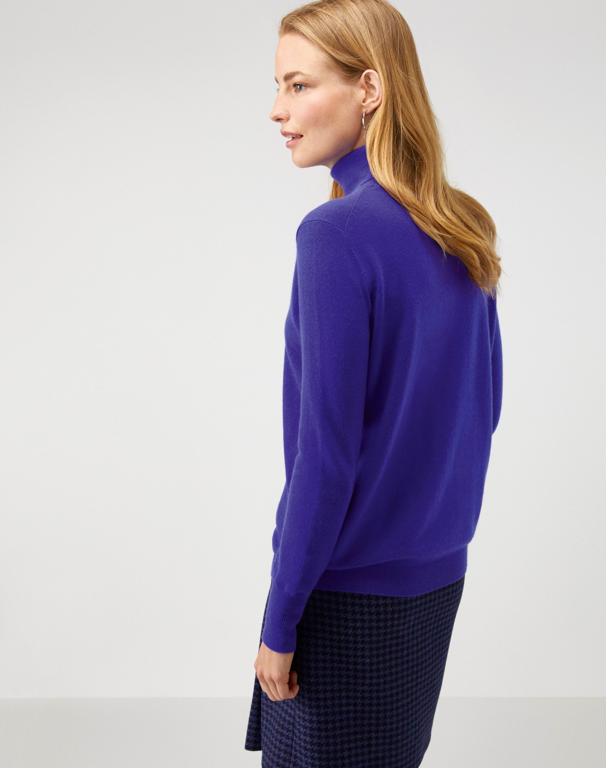 Winter Violet | Cashmere Boyfriend Polo Neck Sweater | Pure Collection
