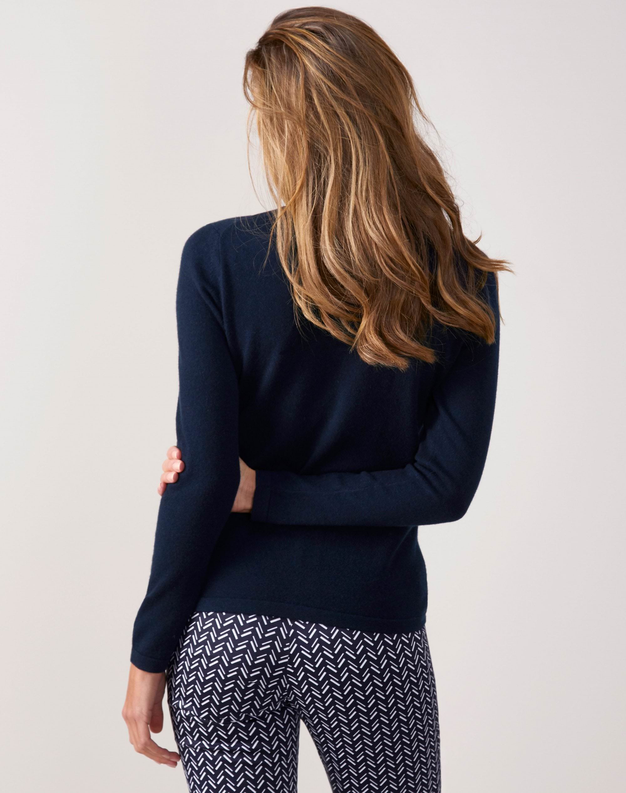 Navy | Cashmere Crew Neck Cardigan | Pure Collection