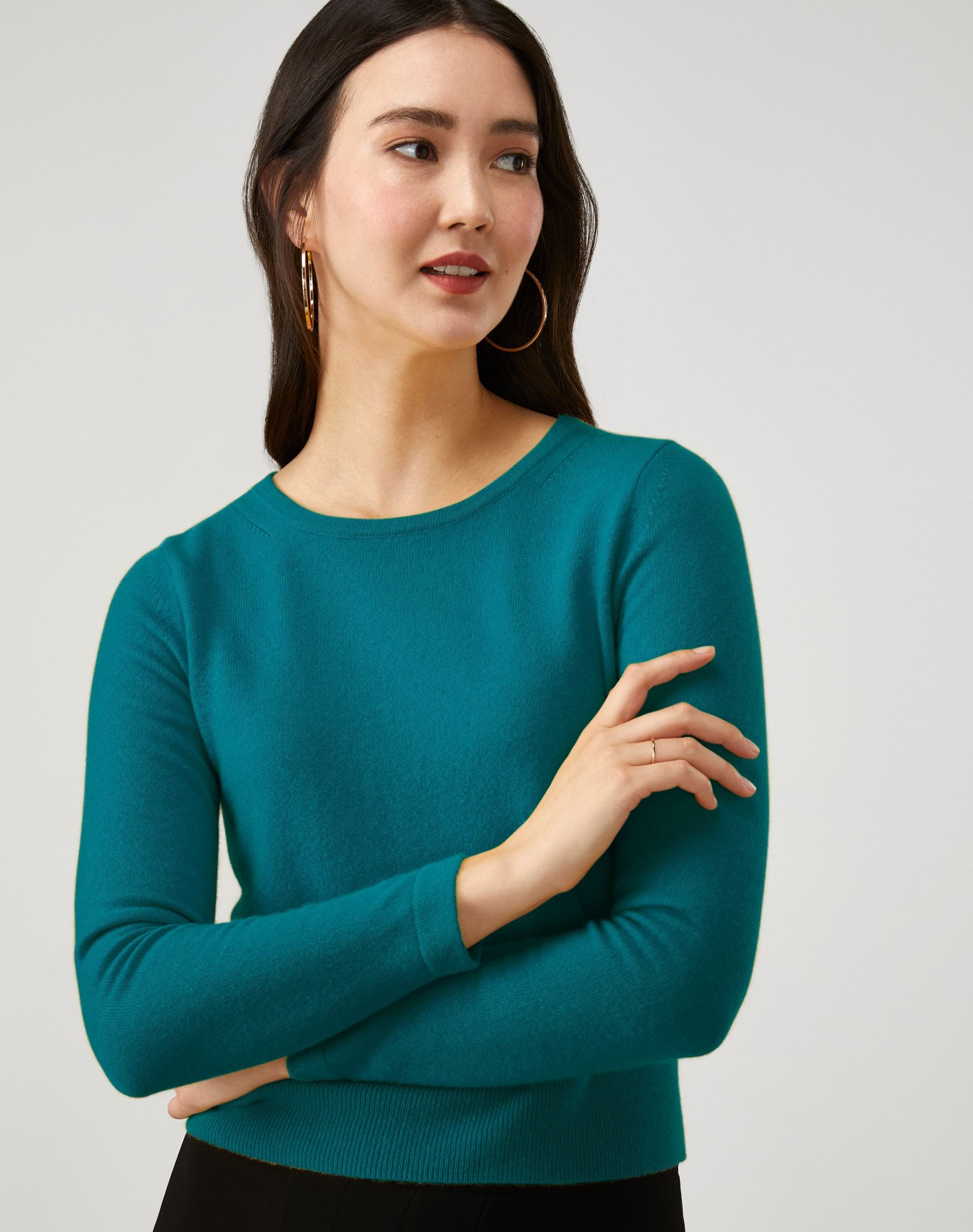 Pine Green | Cashmere Cropped Sweater | Pure Collection