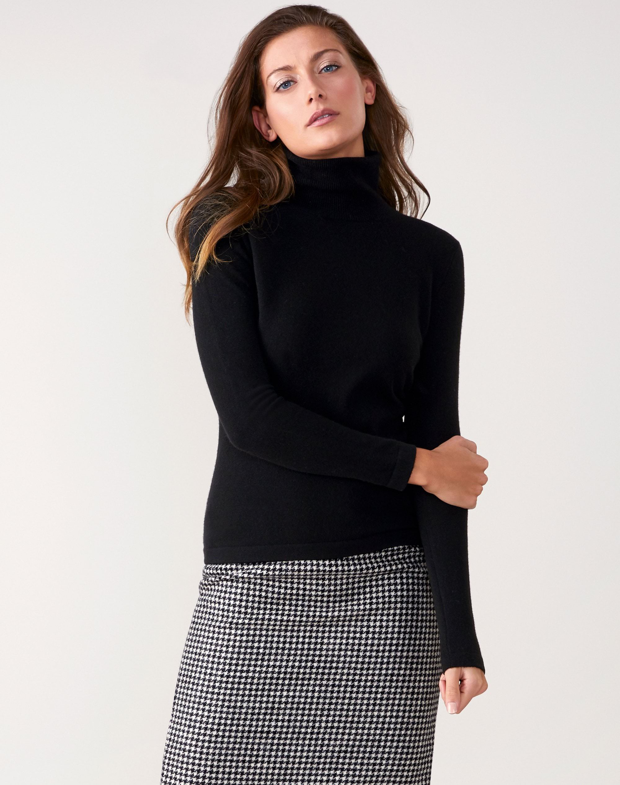 Black | Cashmere Roll Neck Sweater | Pure Collection