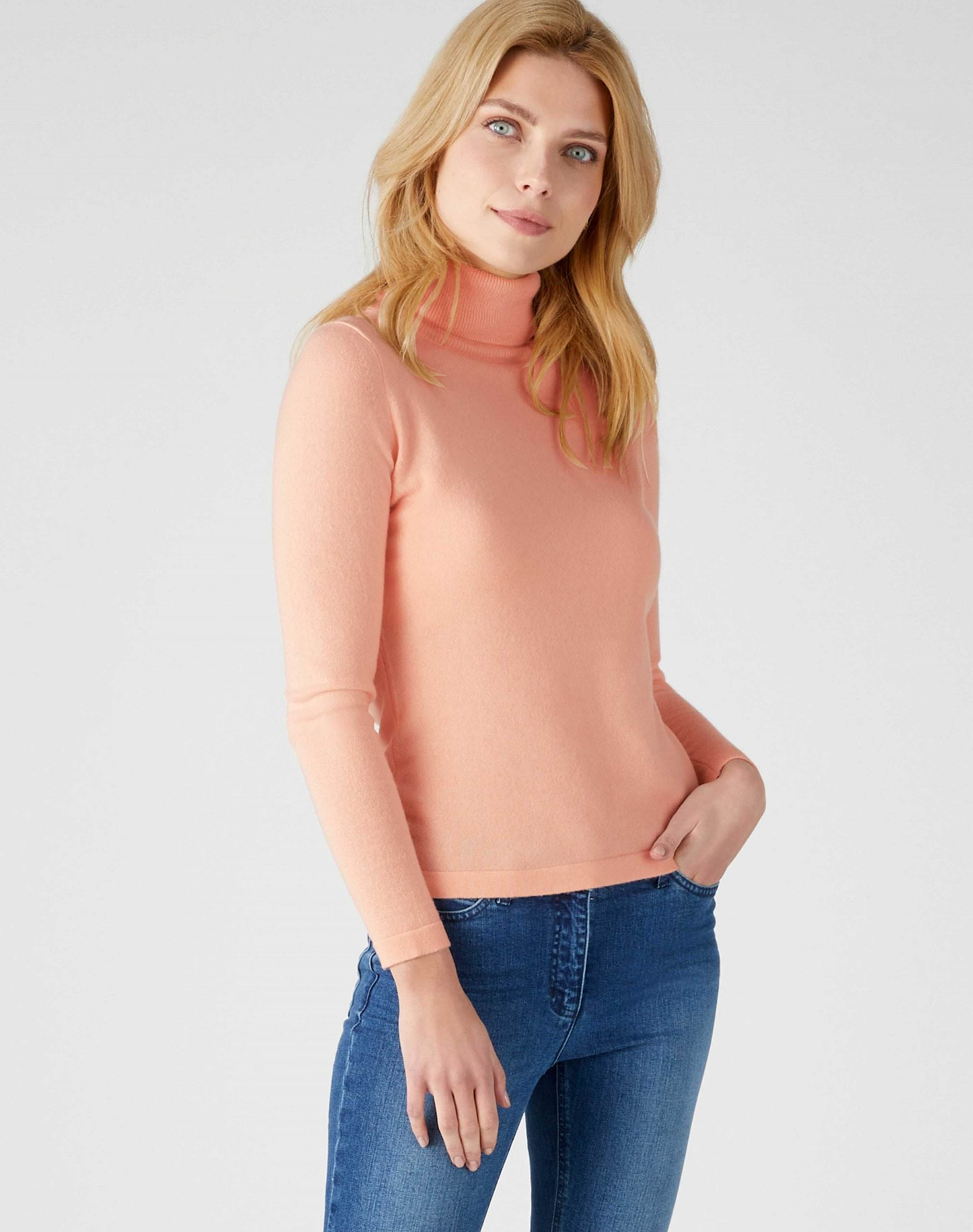 Peach Blush | Cashmere Roll Neck Sweater | Pure Collection