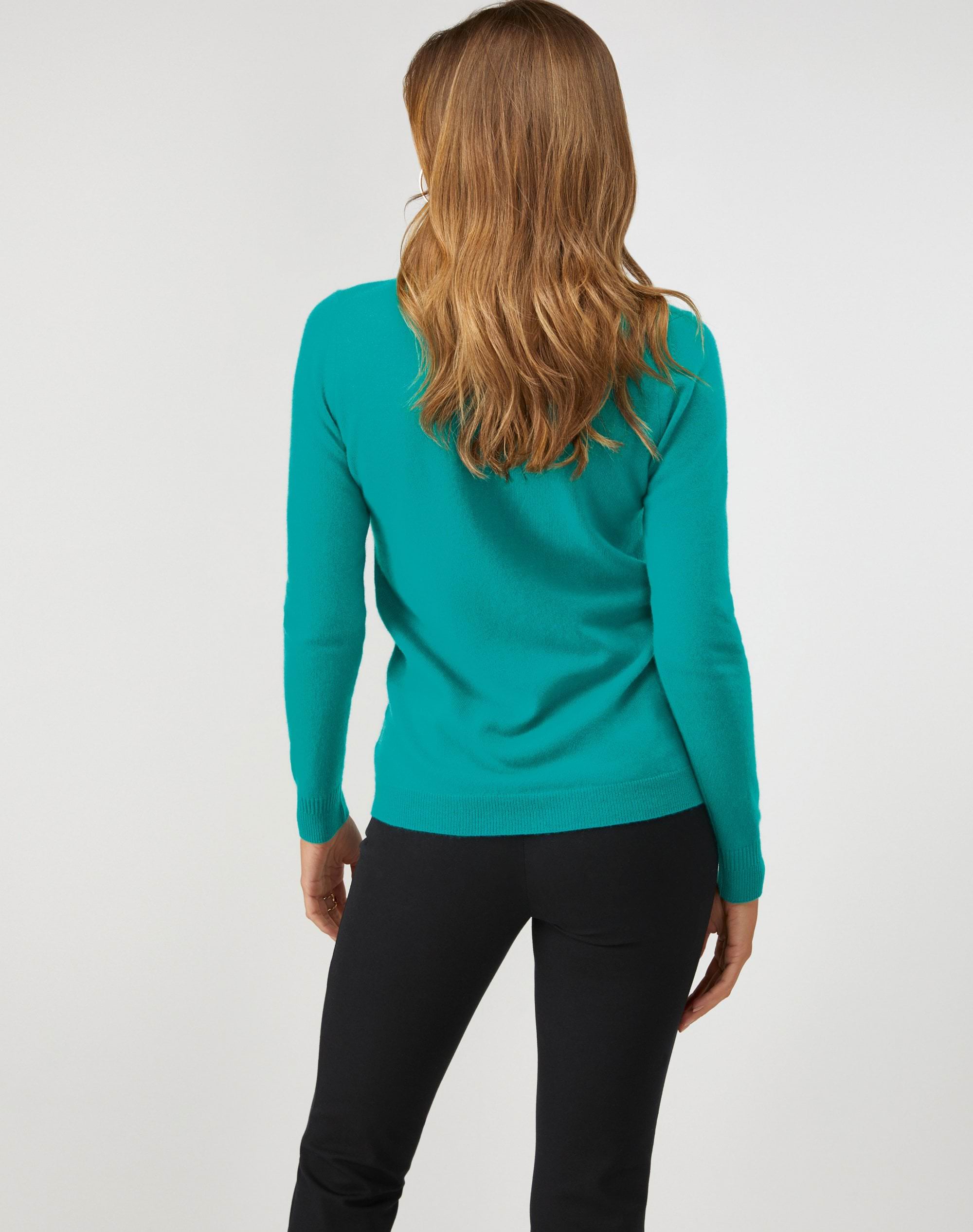 Winter Jade | Cashmere Straight Fit Crew Neck Sweater | Pure Collection
