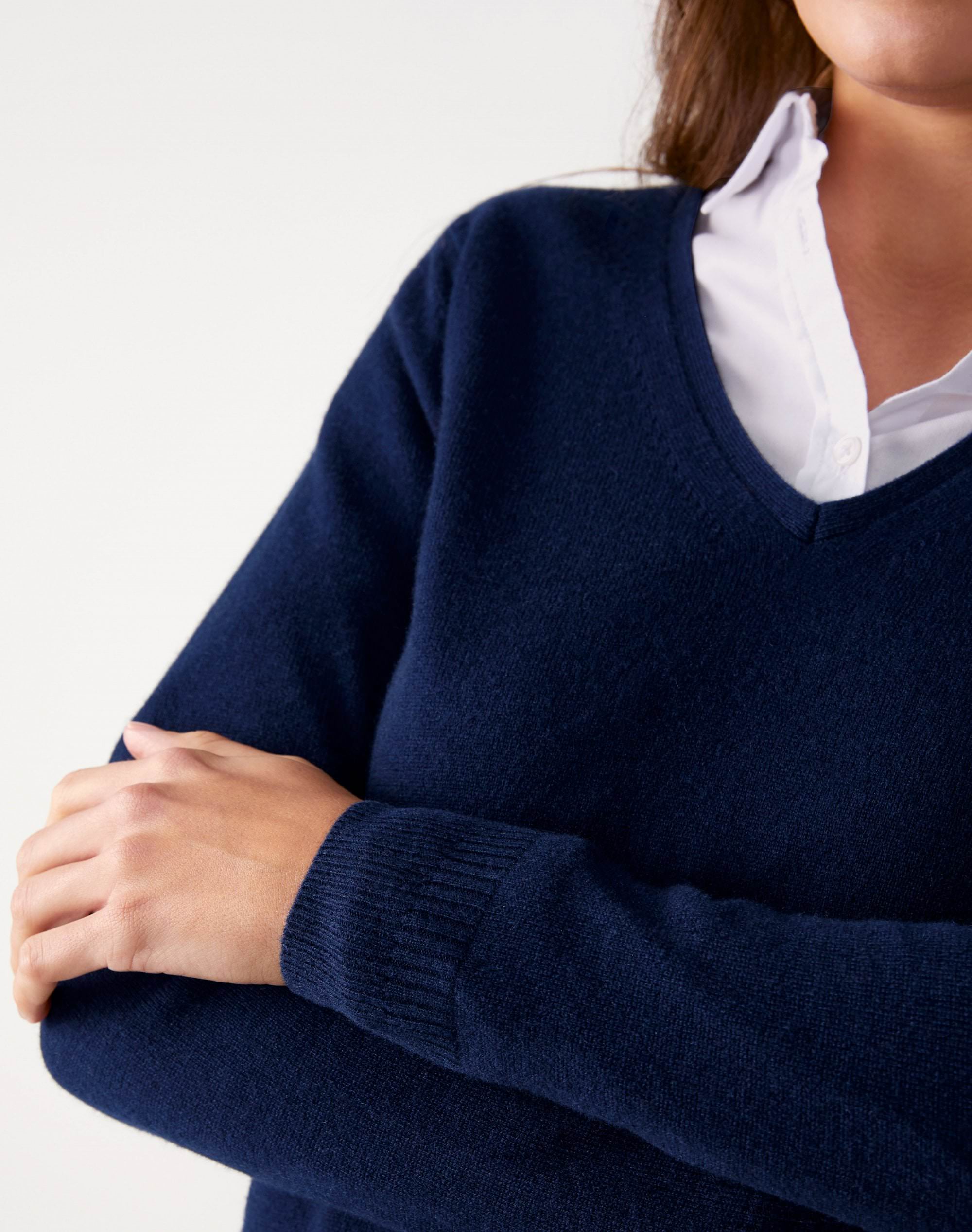 Navy Cashmere Straight Fit V Neck Sweater Pure Collection