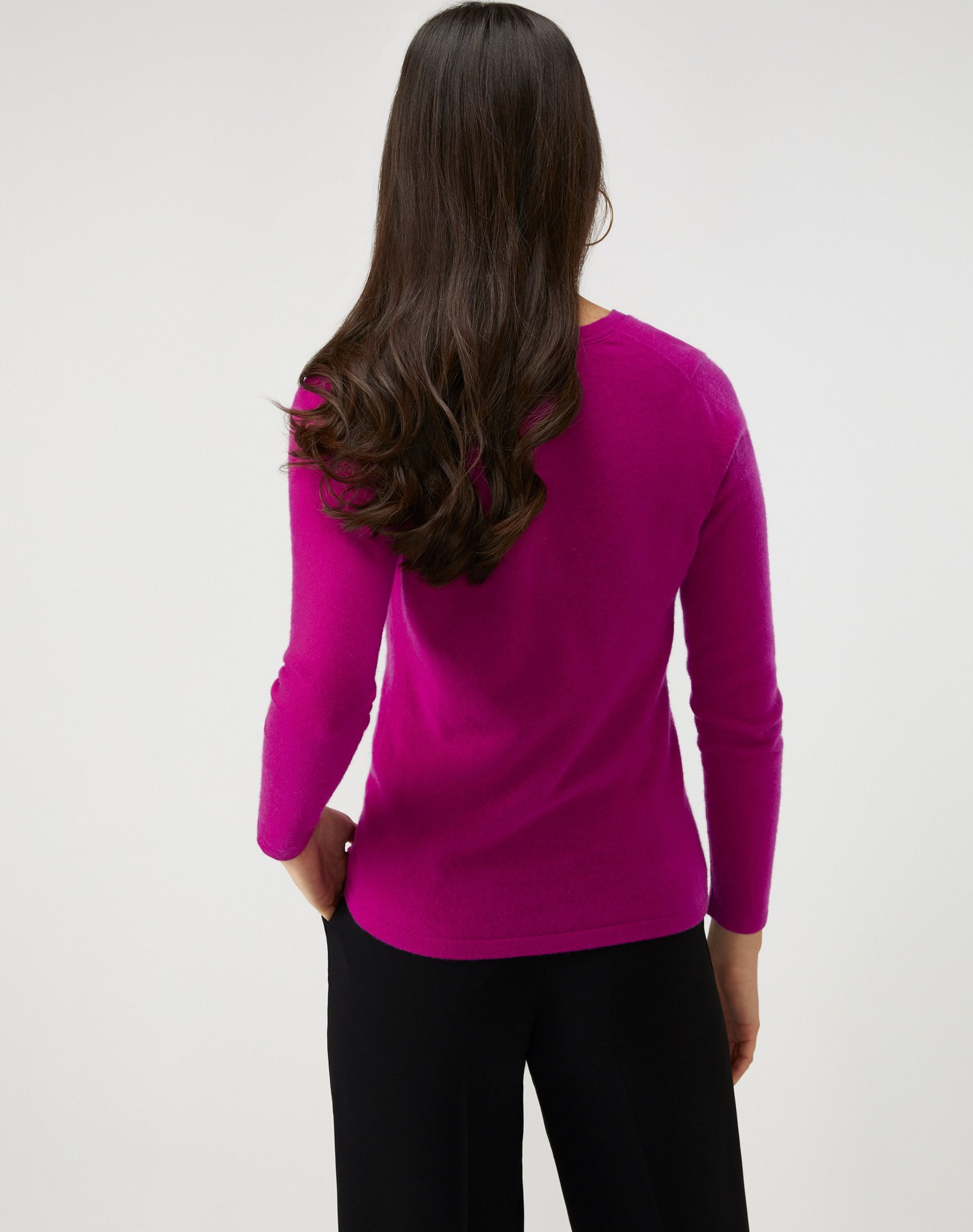 Bright Magenta | Cashmere V Neck Cardigan | Pure Collection