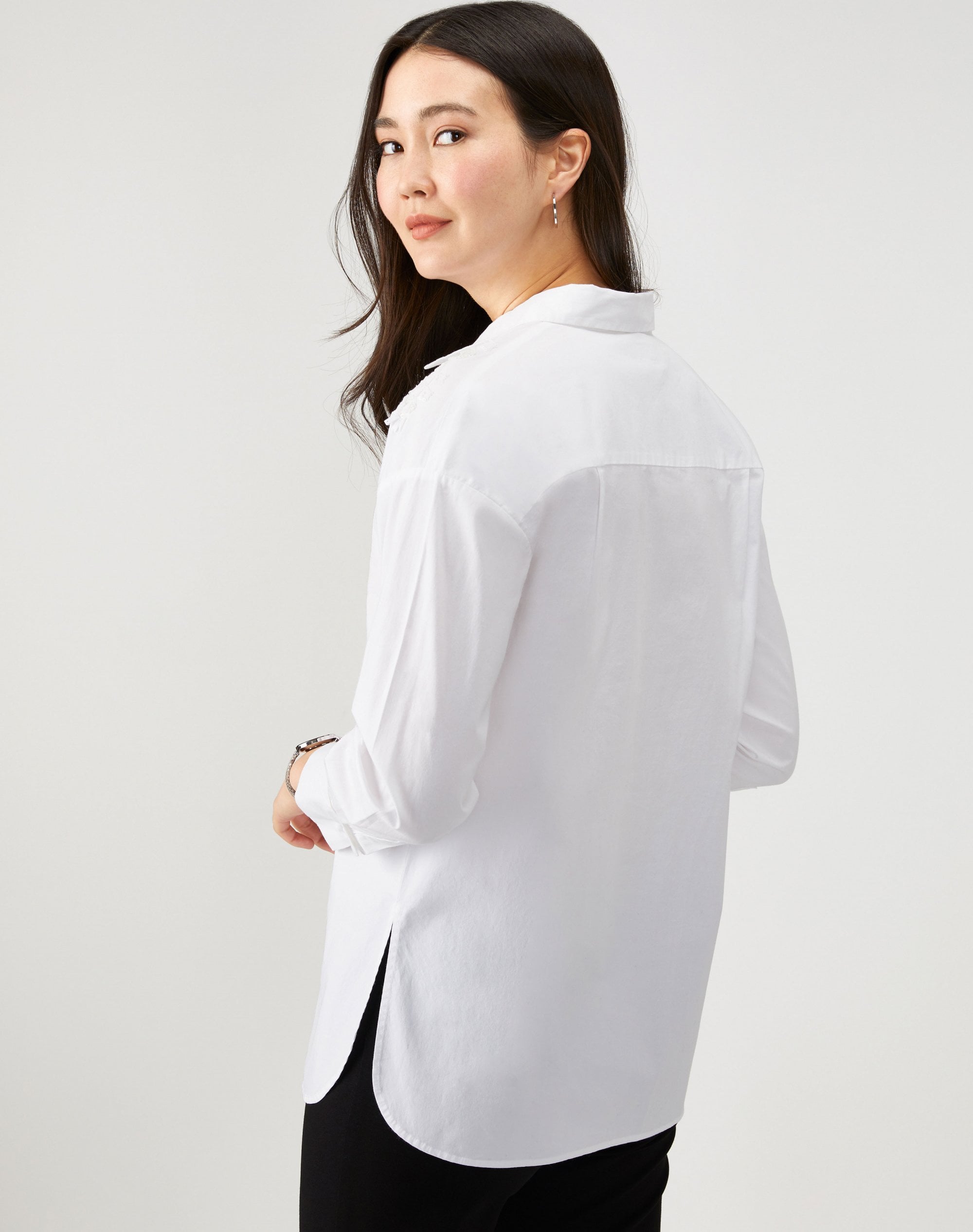 White | Cotton Embellished Shirt | Pure Collection