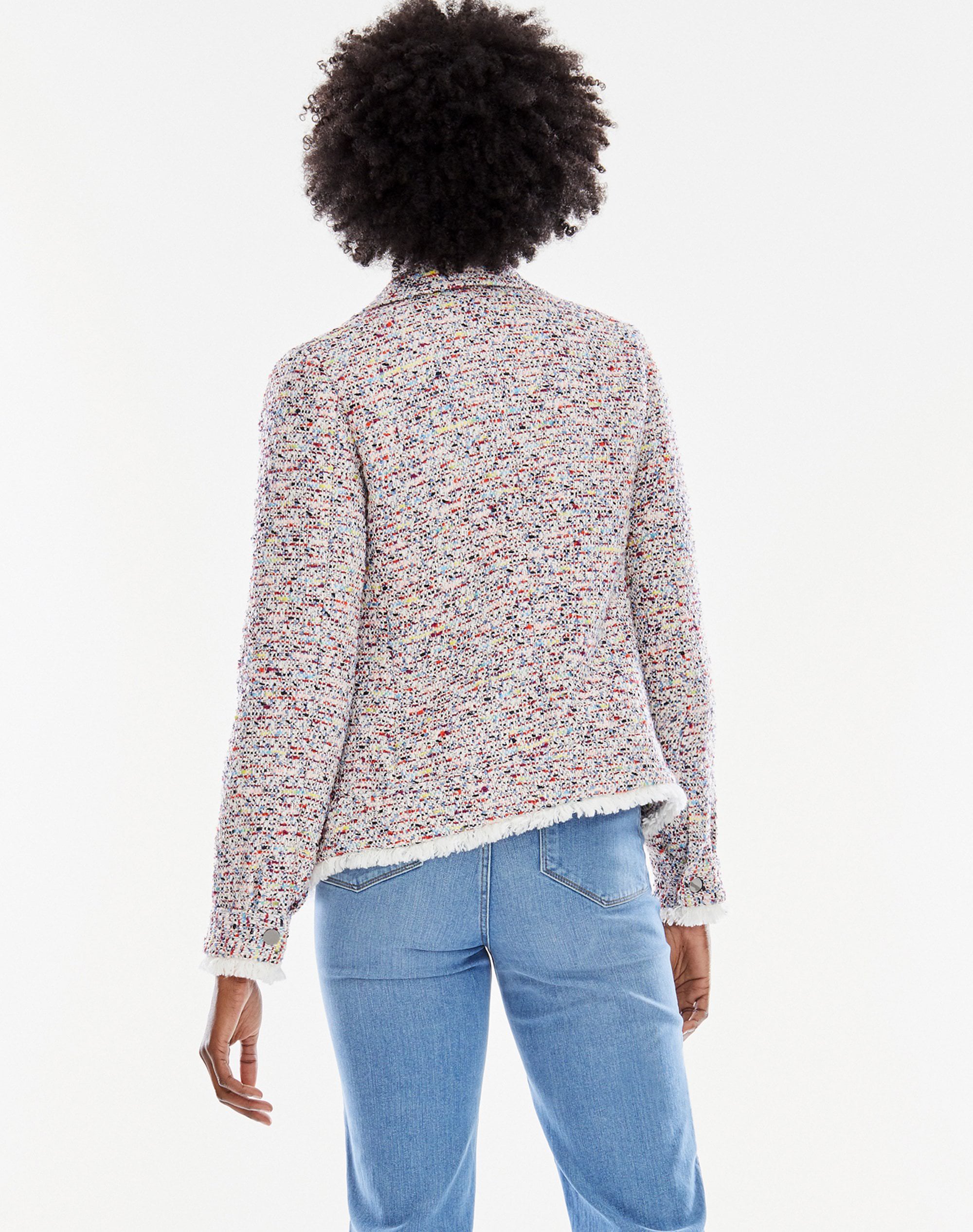 Multi Coloured Tweed Fringed Tweed Biker Jacket Pure Collection