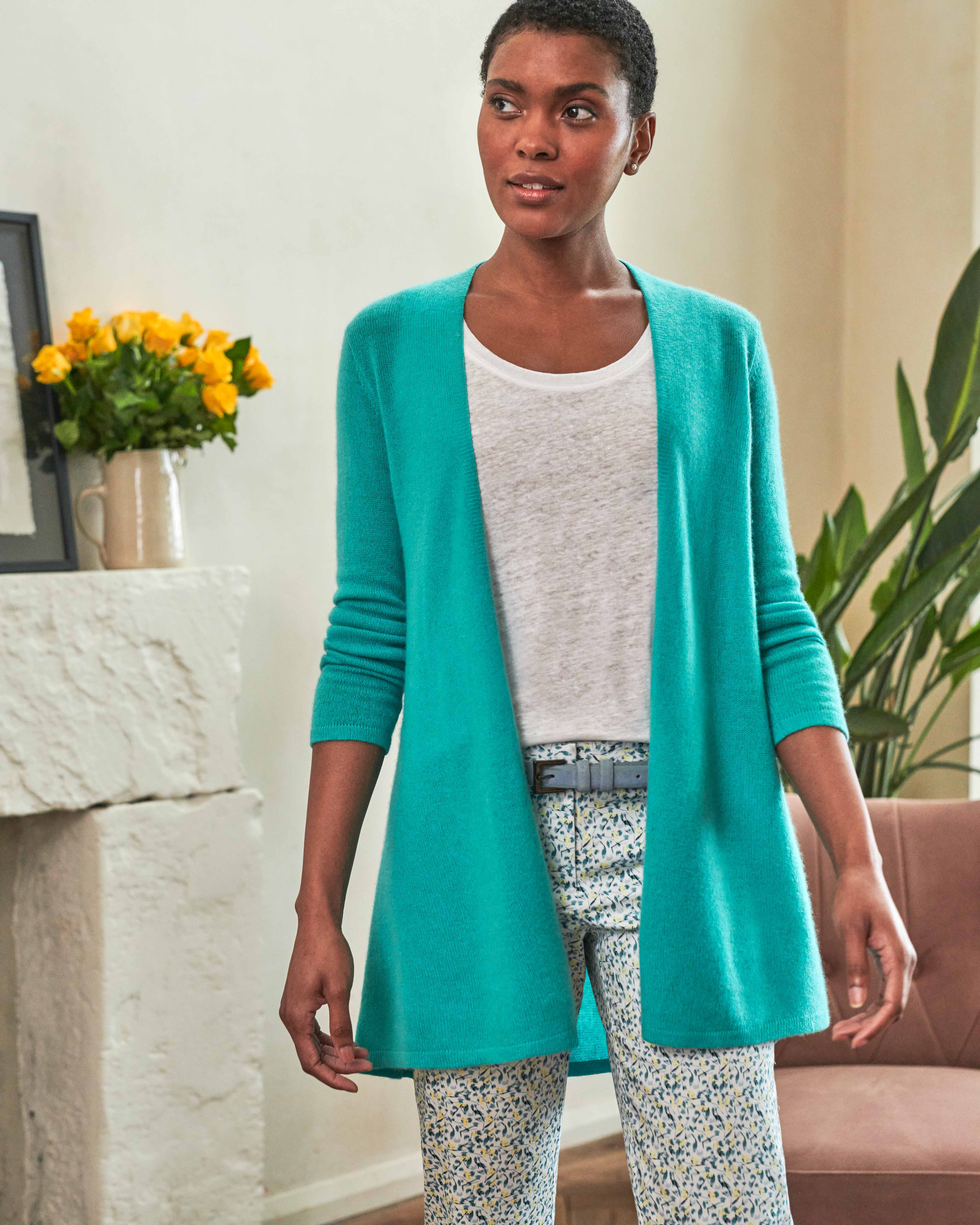 Bright Aqua Gassato Swing Cardigan Pure Collection