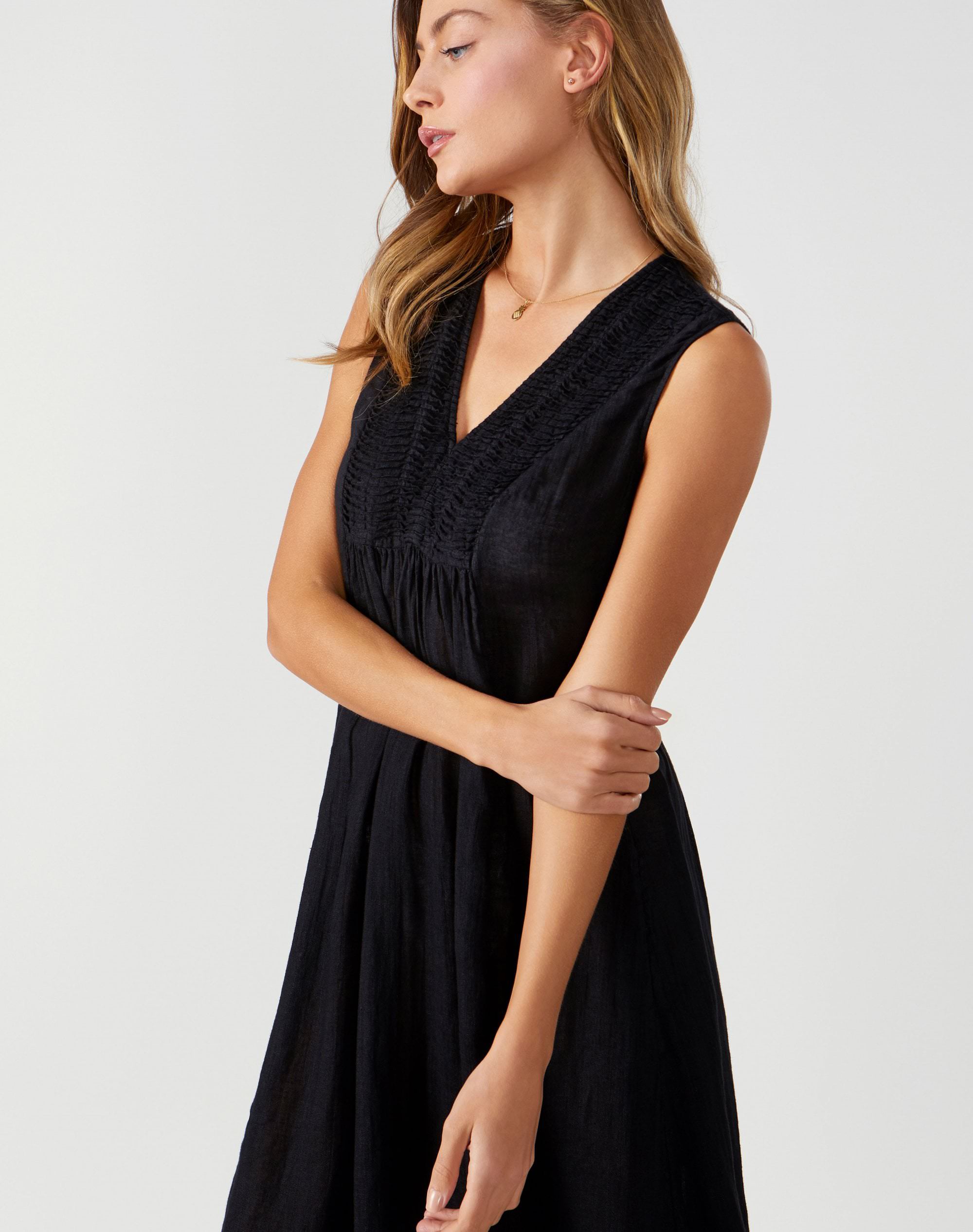 Black Laundered Linen Midi Dress Pure Collection