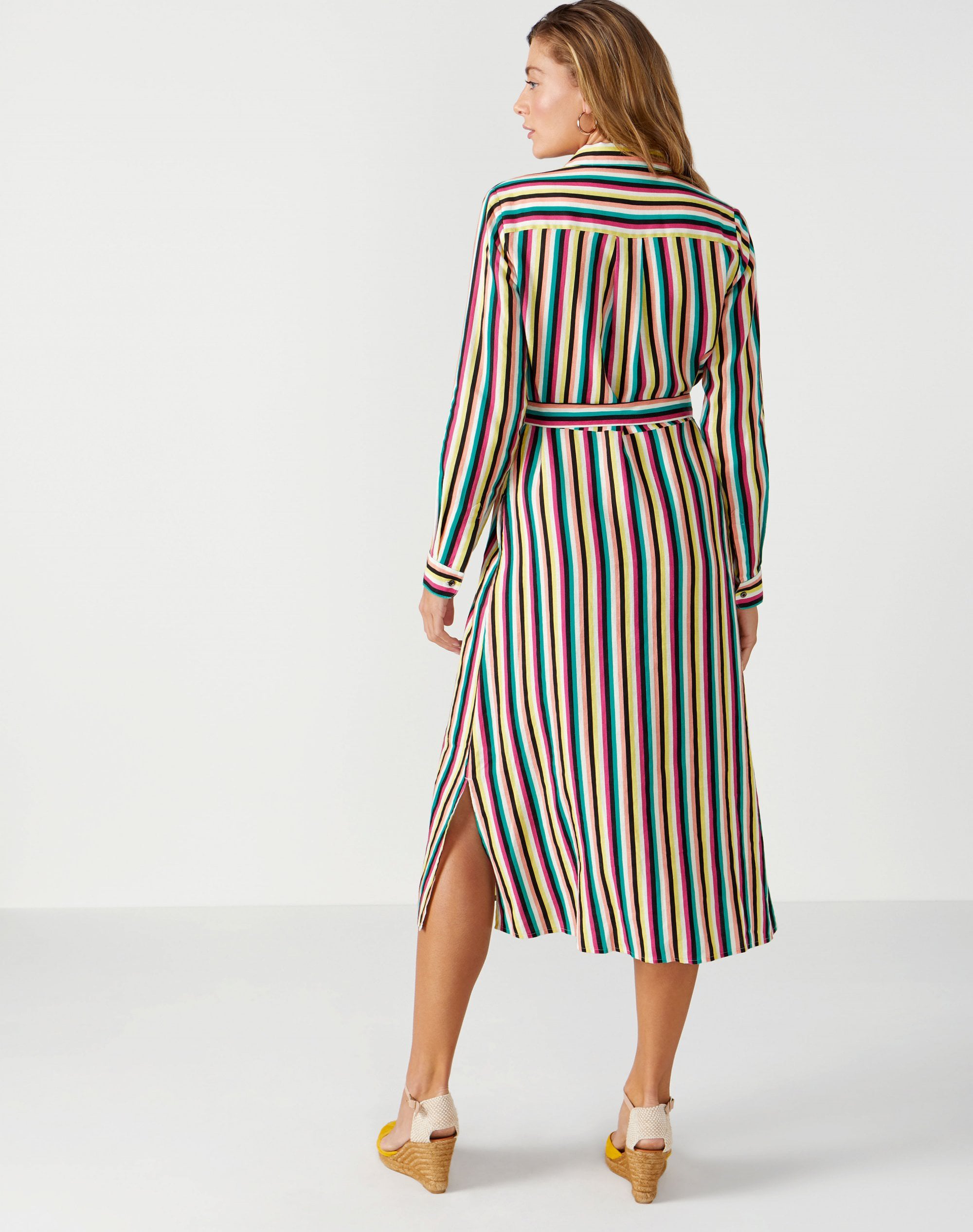 Bright Stripe Laundered Linen Shirt Dress Pure Collection