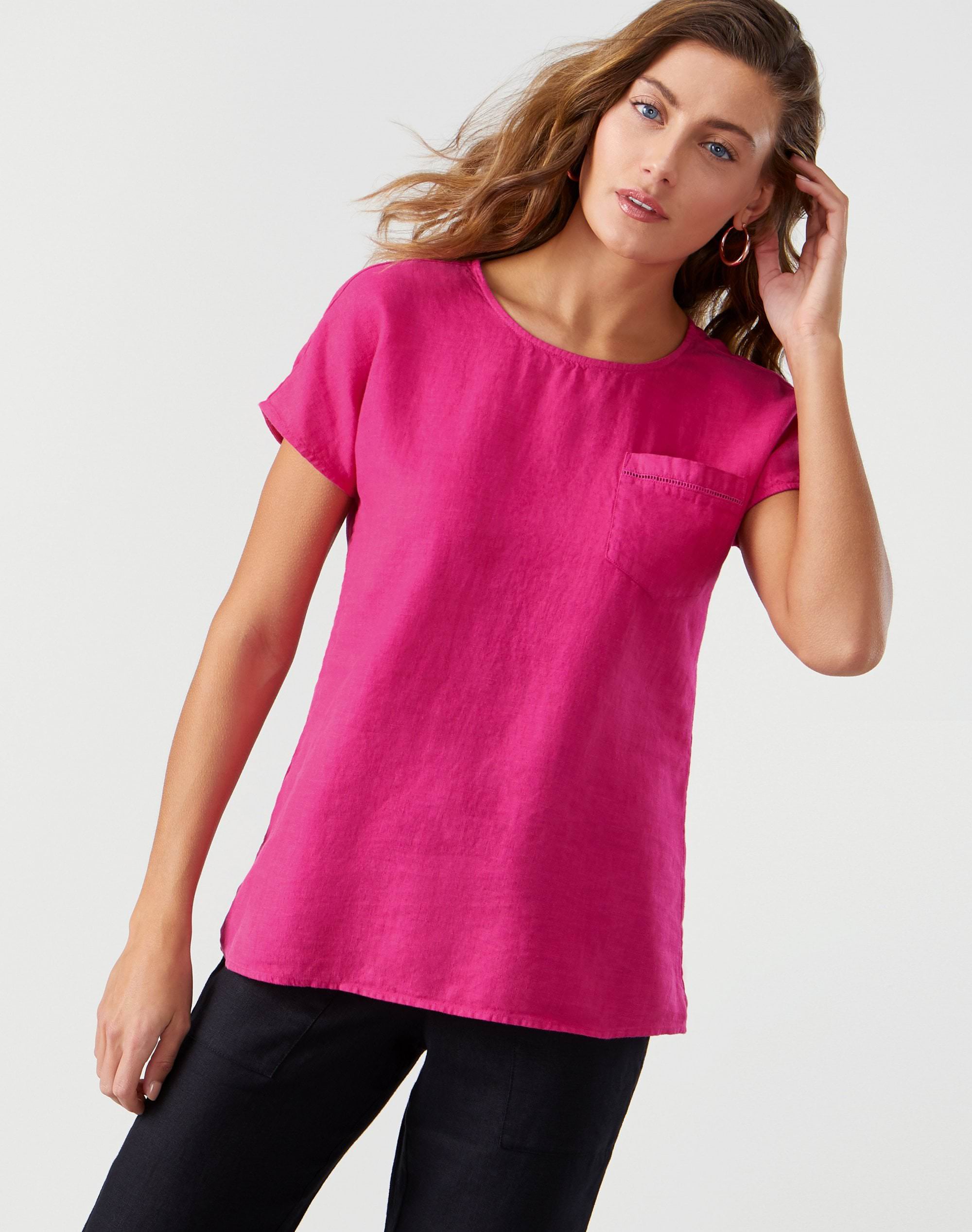 Raspberry Laundered Linen Top Pure Collection