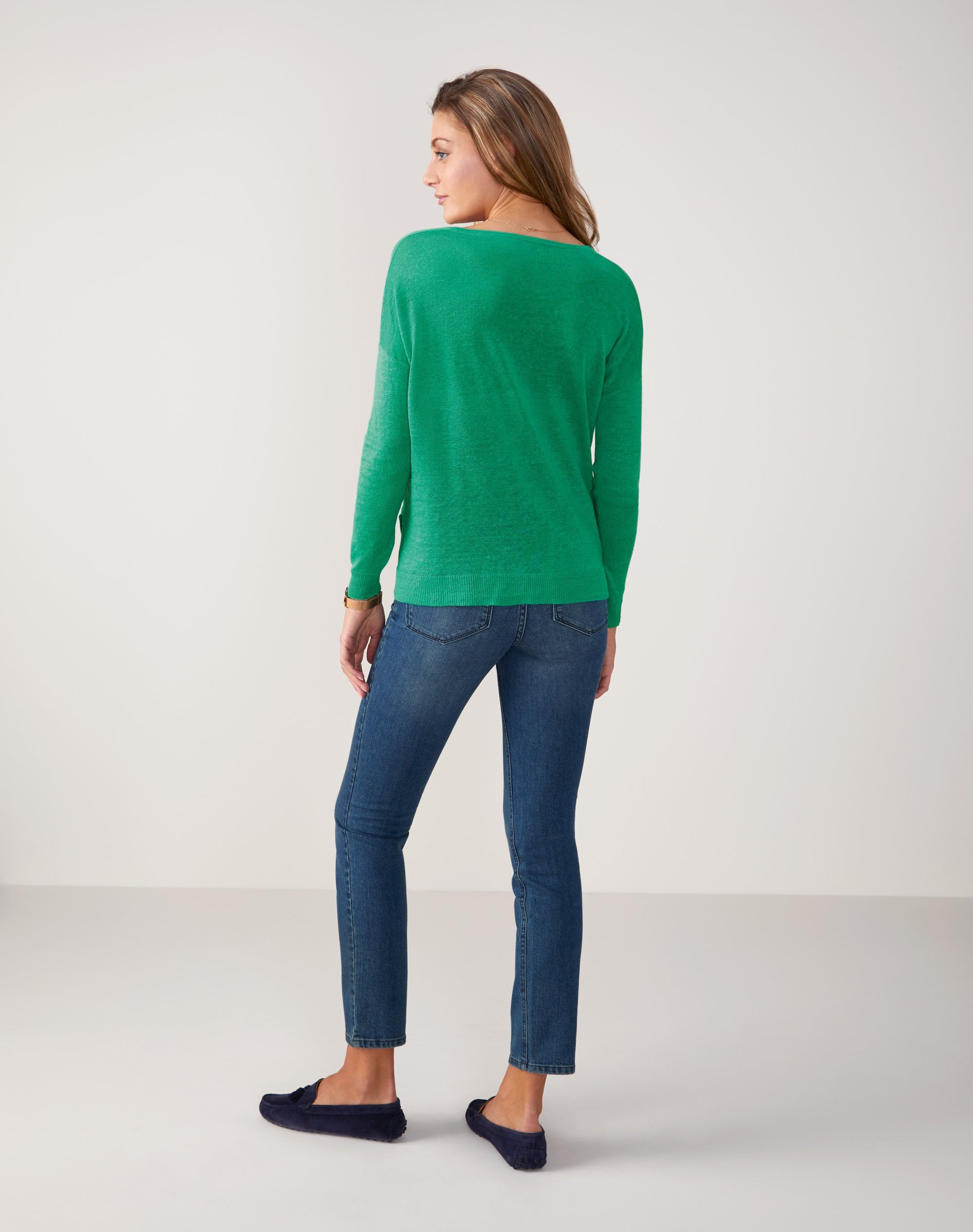 Soft Green Linen VNeck Sweater Pure Collection