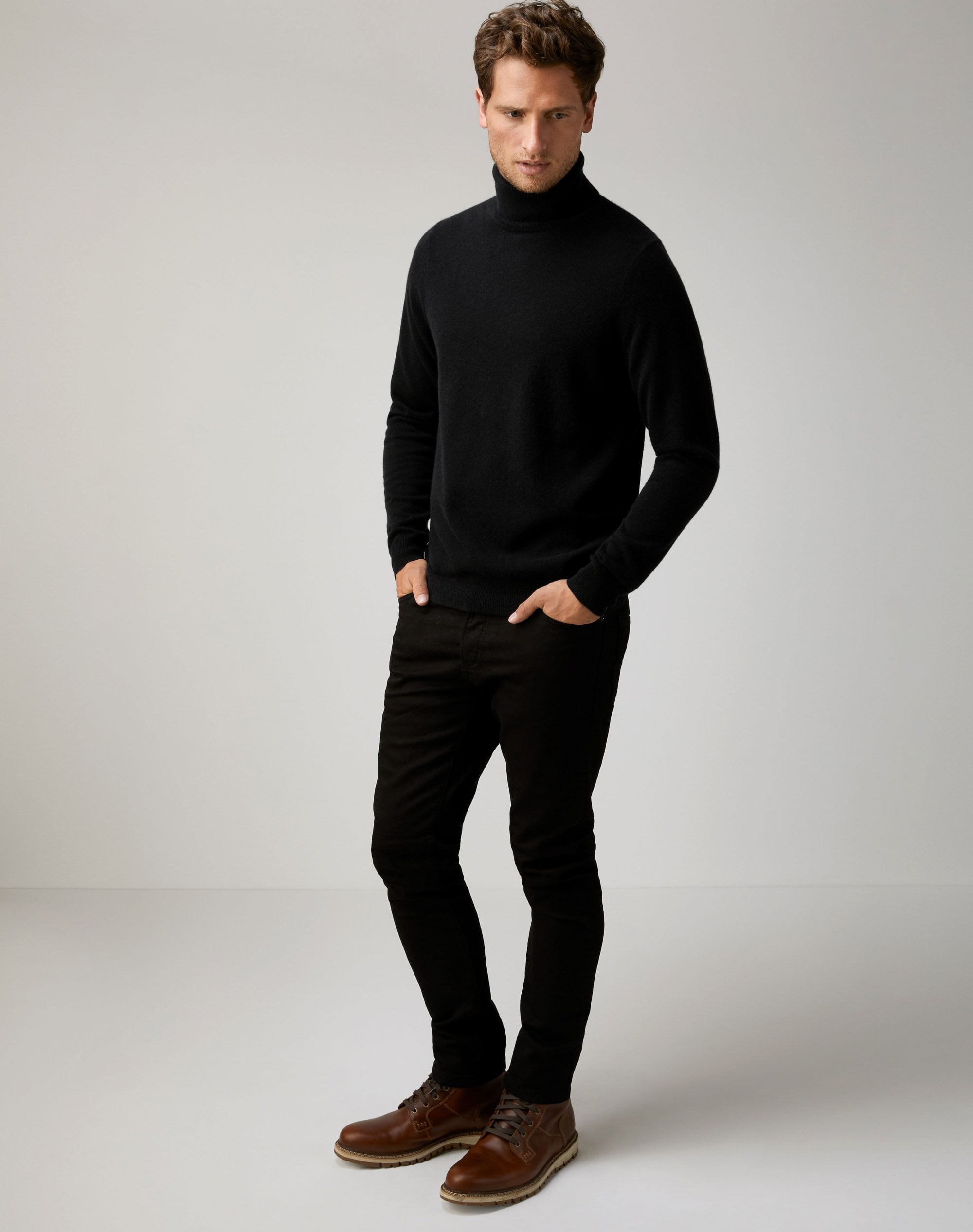 Black | Mens Cashmere Roll Neck Sweater | Pure Collection