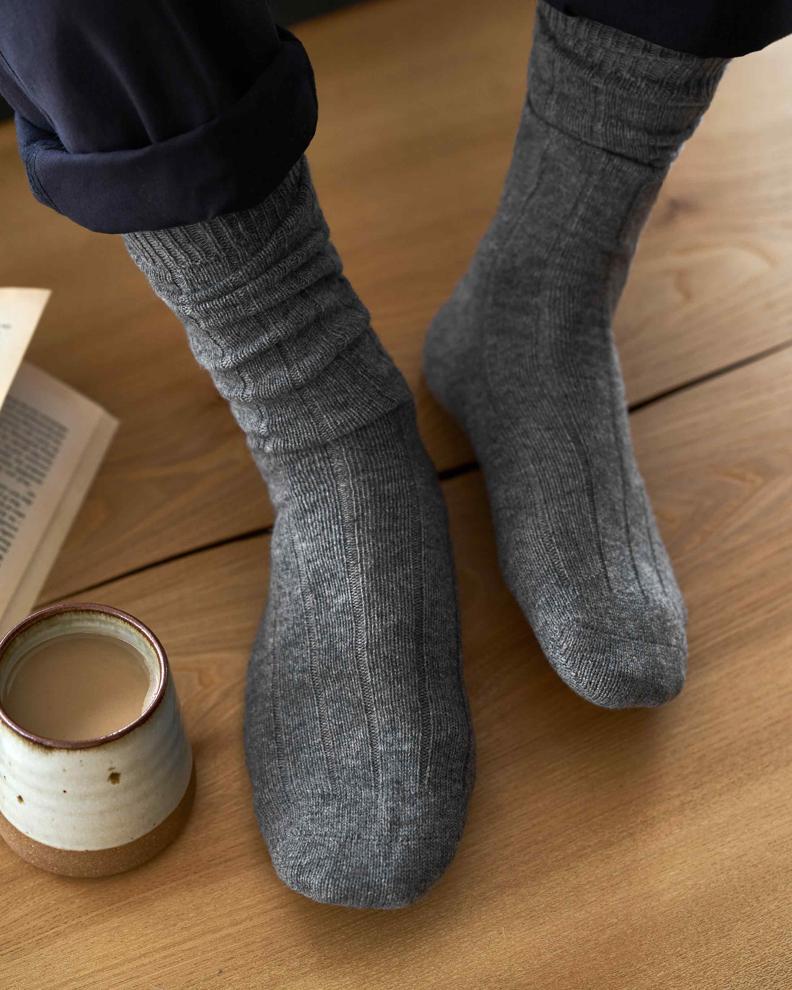 Dark Grey Mens Cashmere Socks Pure Collection