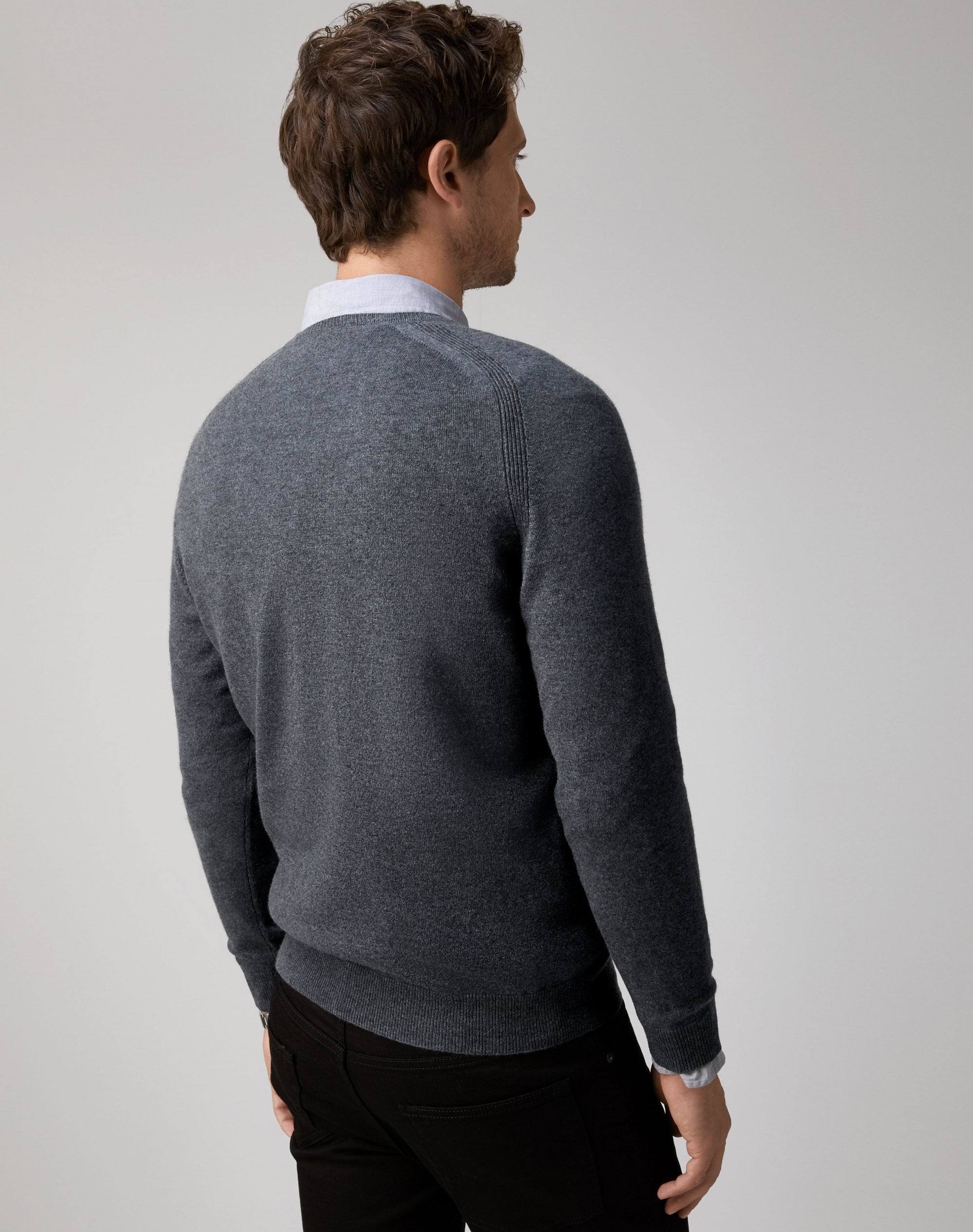 Charcoal Mens Cashmere V Neck Sweater Pure Collection 