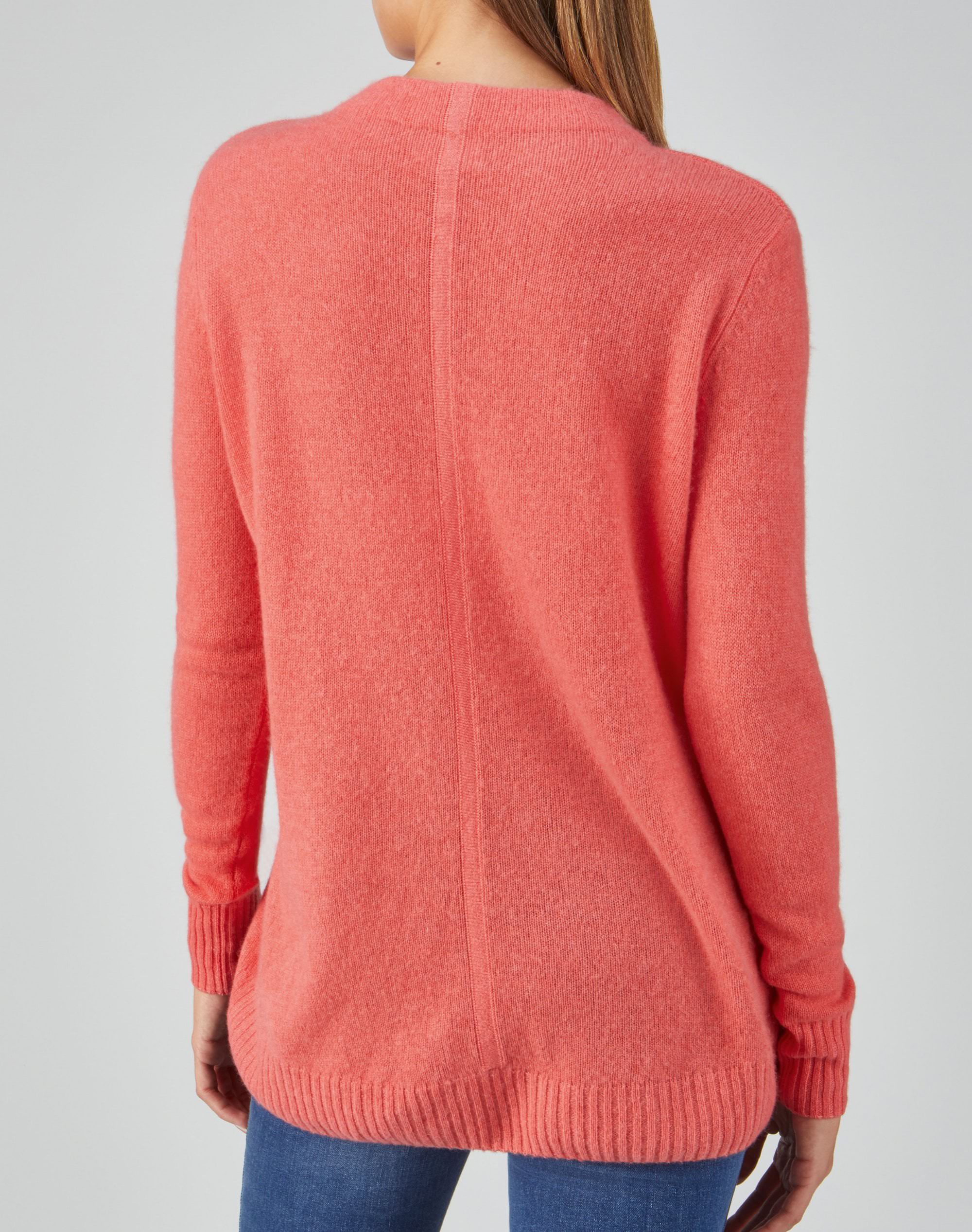Heather Coral Organic Cashmere Dipped Hem Sweater Pure Collection