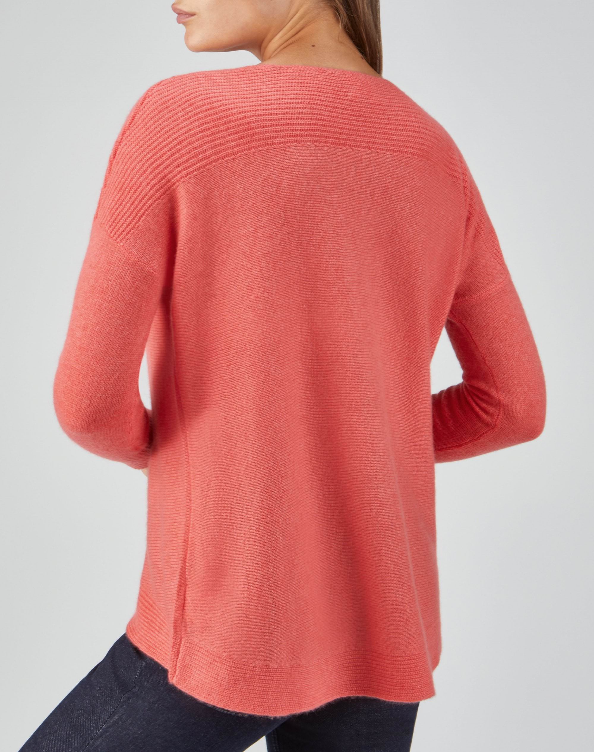 Heather Coral Organic Cashmere Rib Detail Sweater Pure Collection