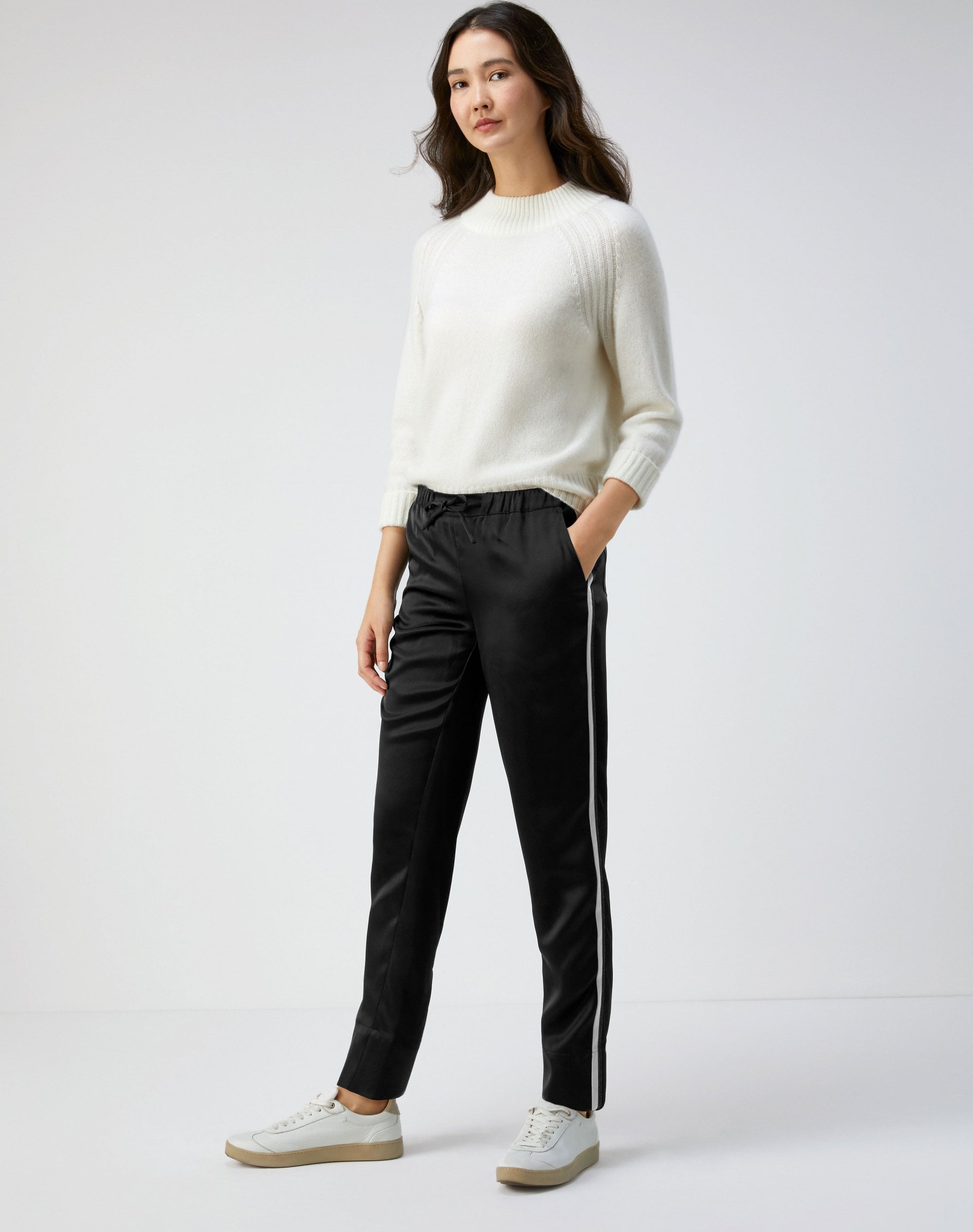 Black | Relaxed Satin Trouser | Pure Collection