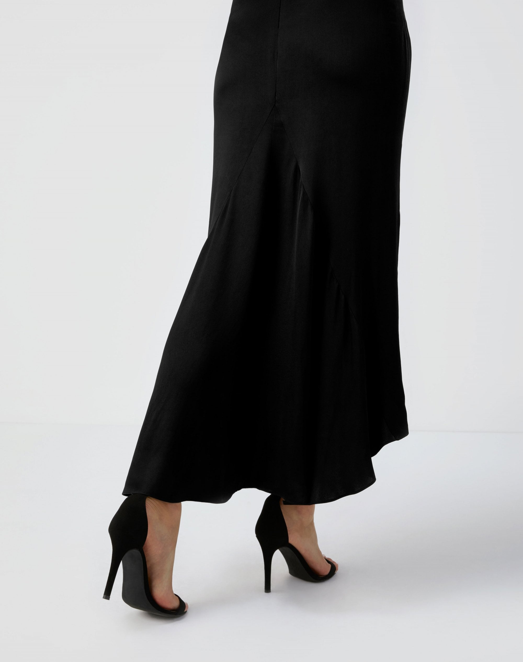 Black | Satin Dipped Hem Skirt | Pure Collection