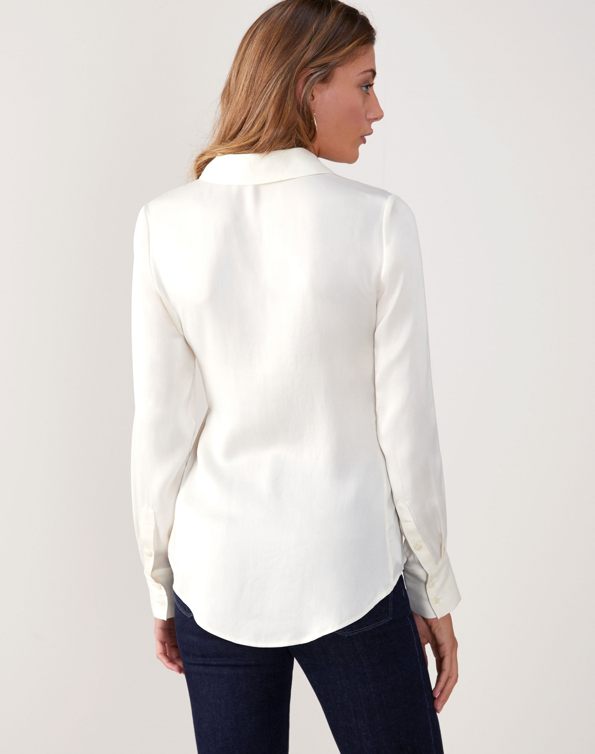 Ivory | Silk Satin Blouse | Pure Collection