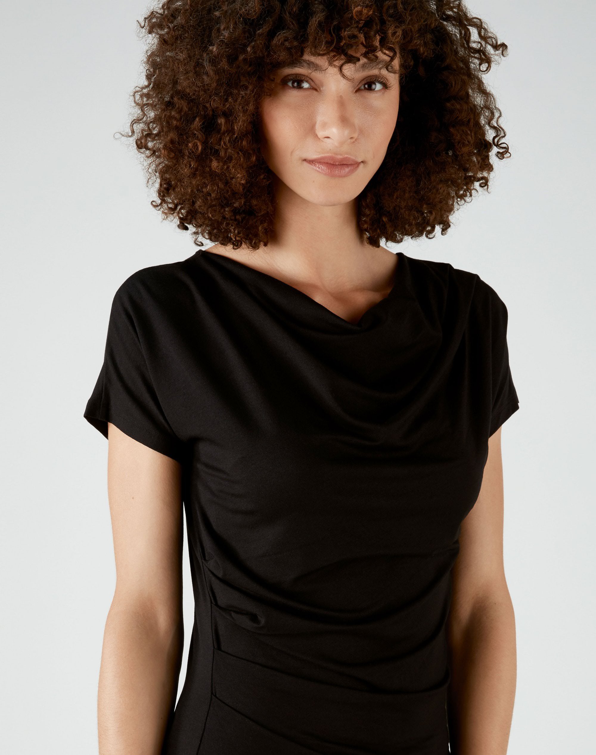 Black | Soft Jersey Cowl Neck Top | Pure Collection