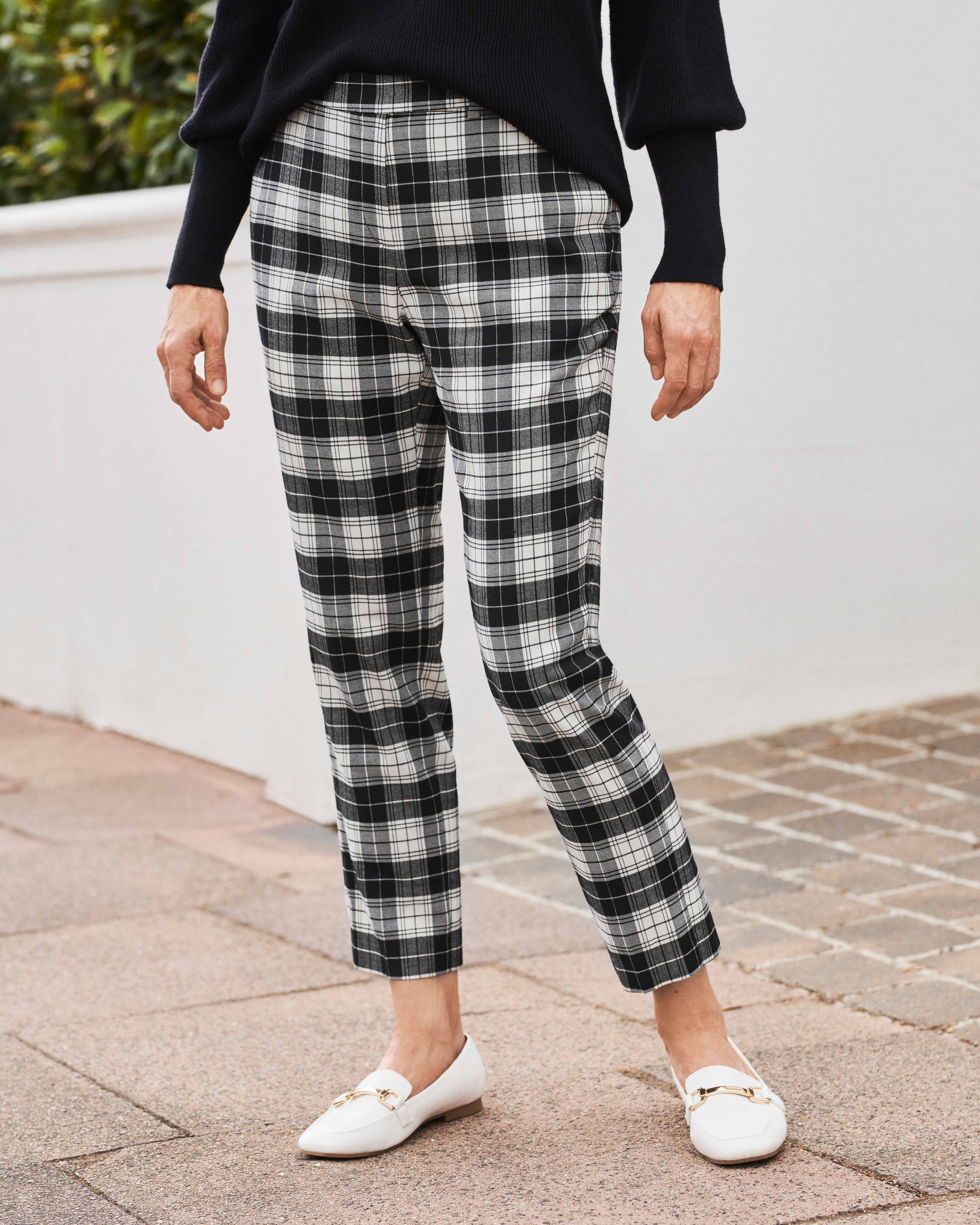 Black/Ivory Check Tailored Ankle Length Trouser Pure Collection