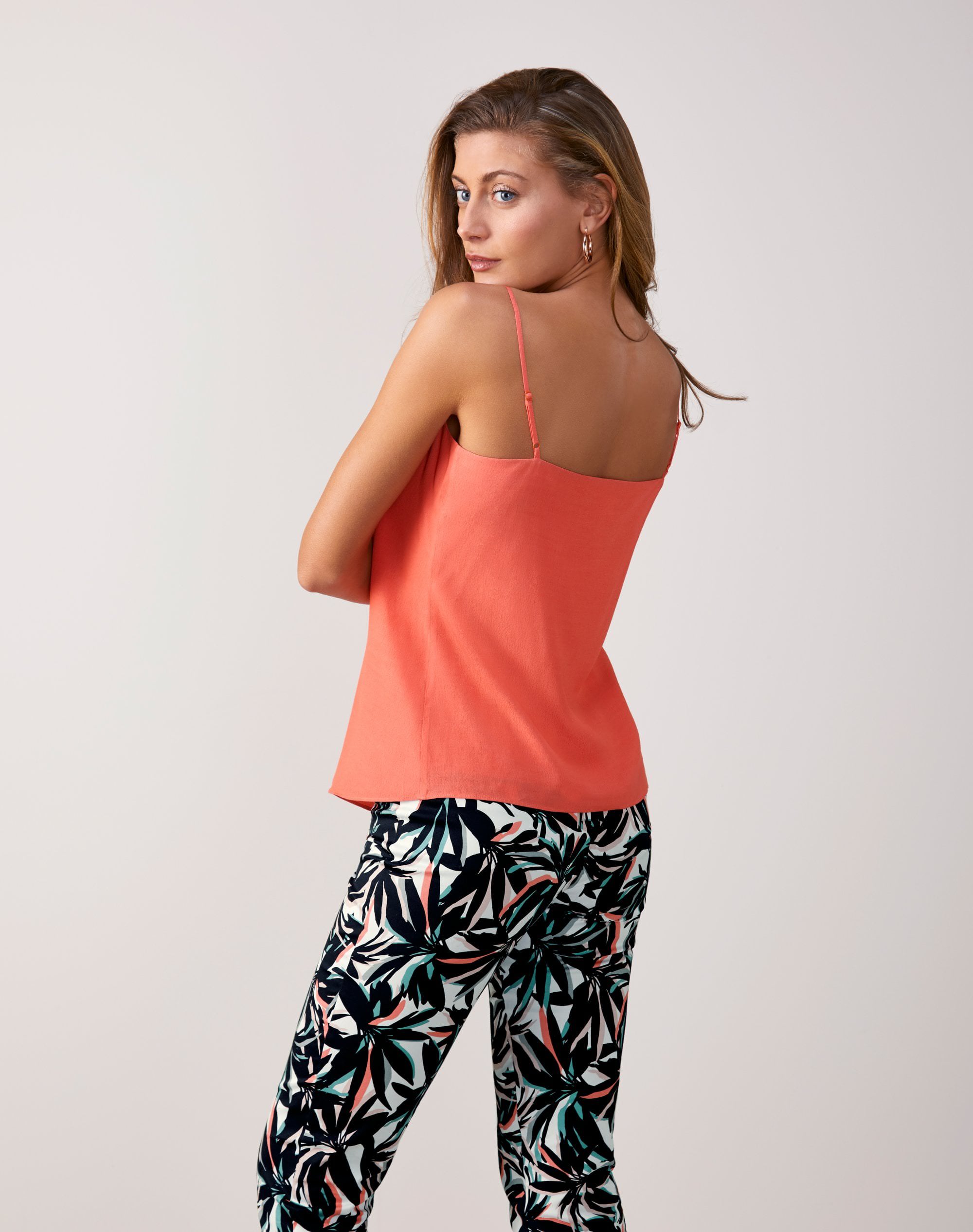 Bright Coral V Neck Camisole Pure Collection