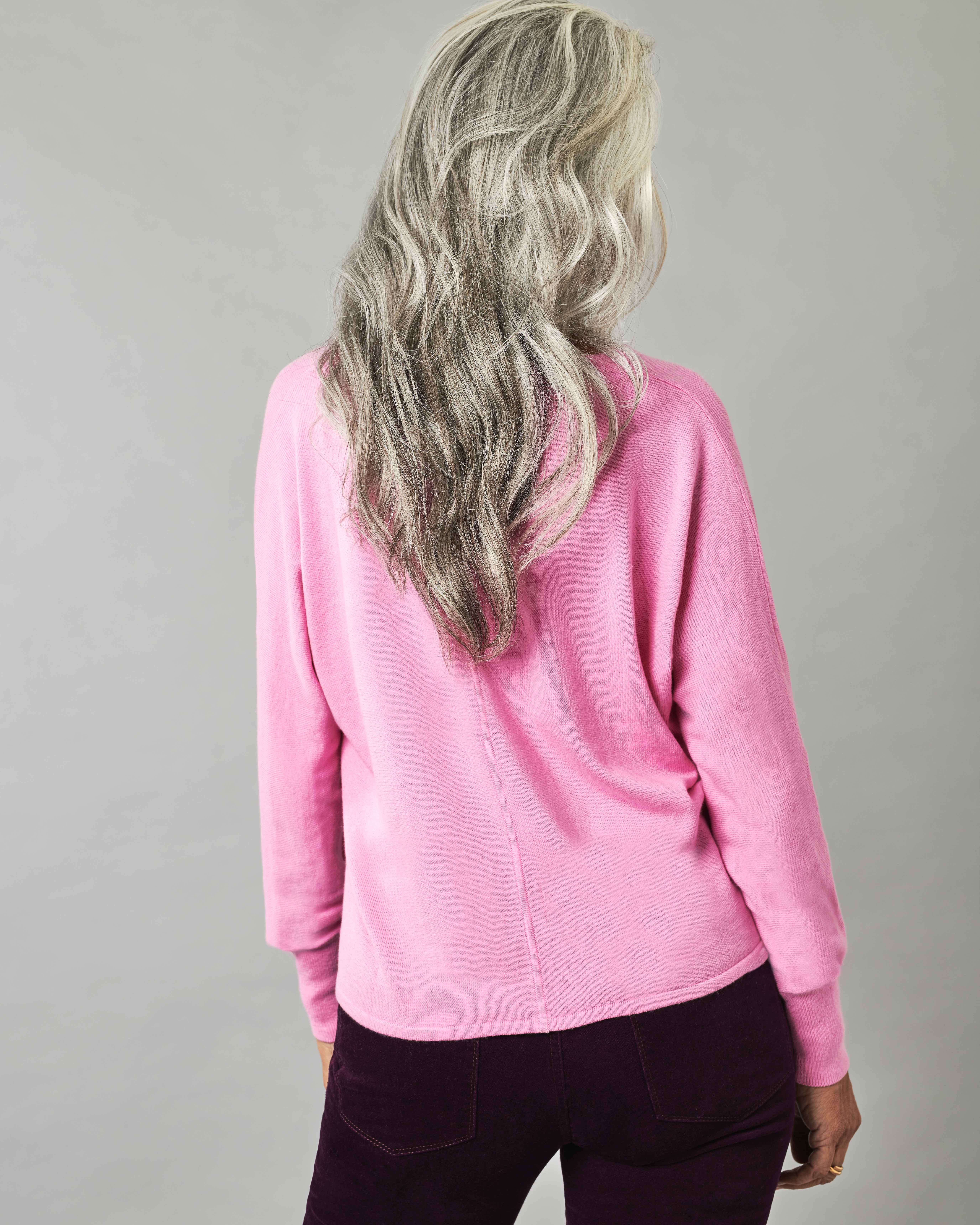 Azalea Pink V Neck Dolman Sleeve Sweater Pure Collection