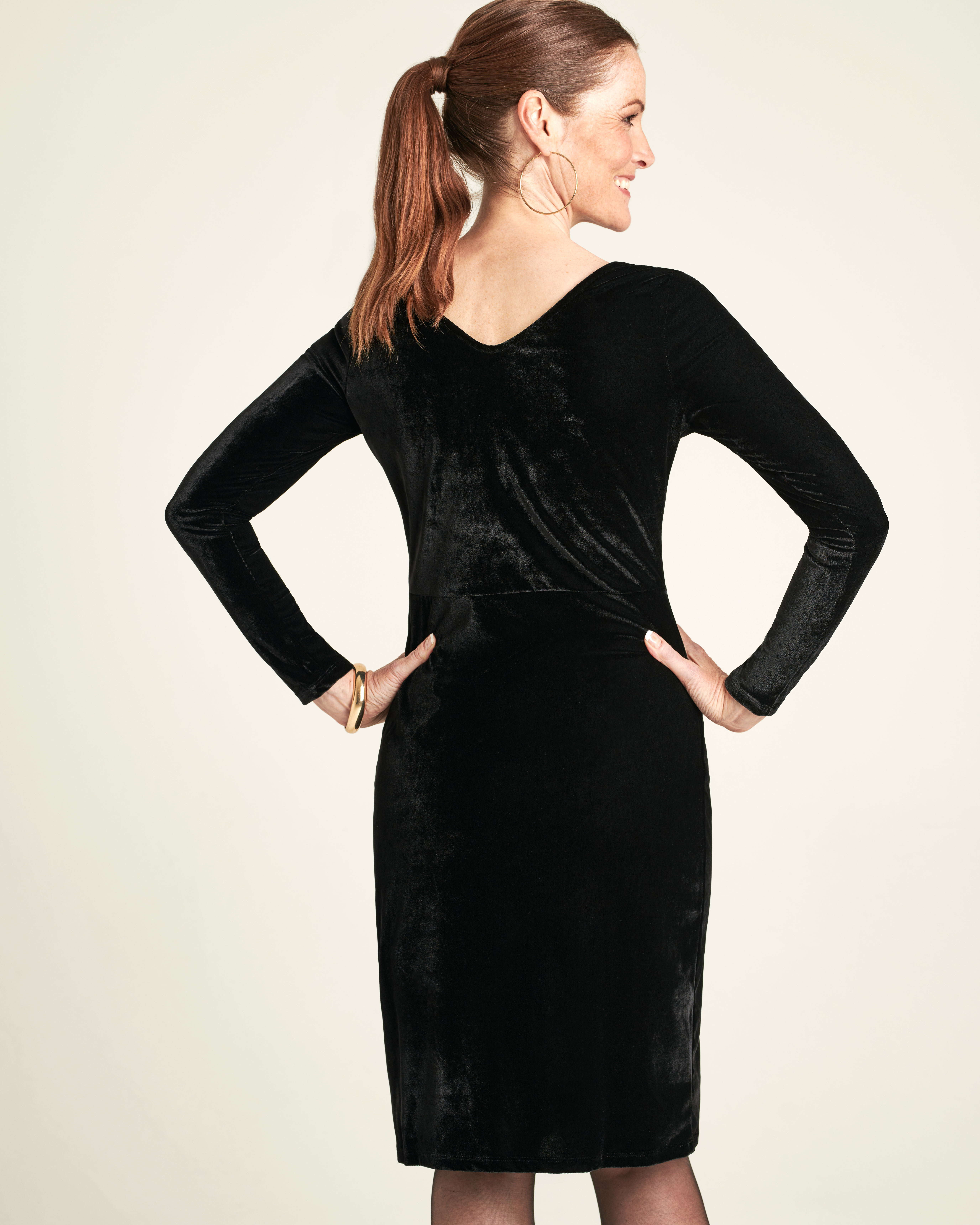 Black Velour V Back Dress Pure Collection