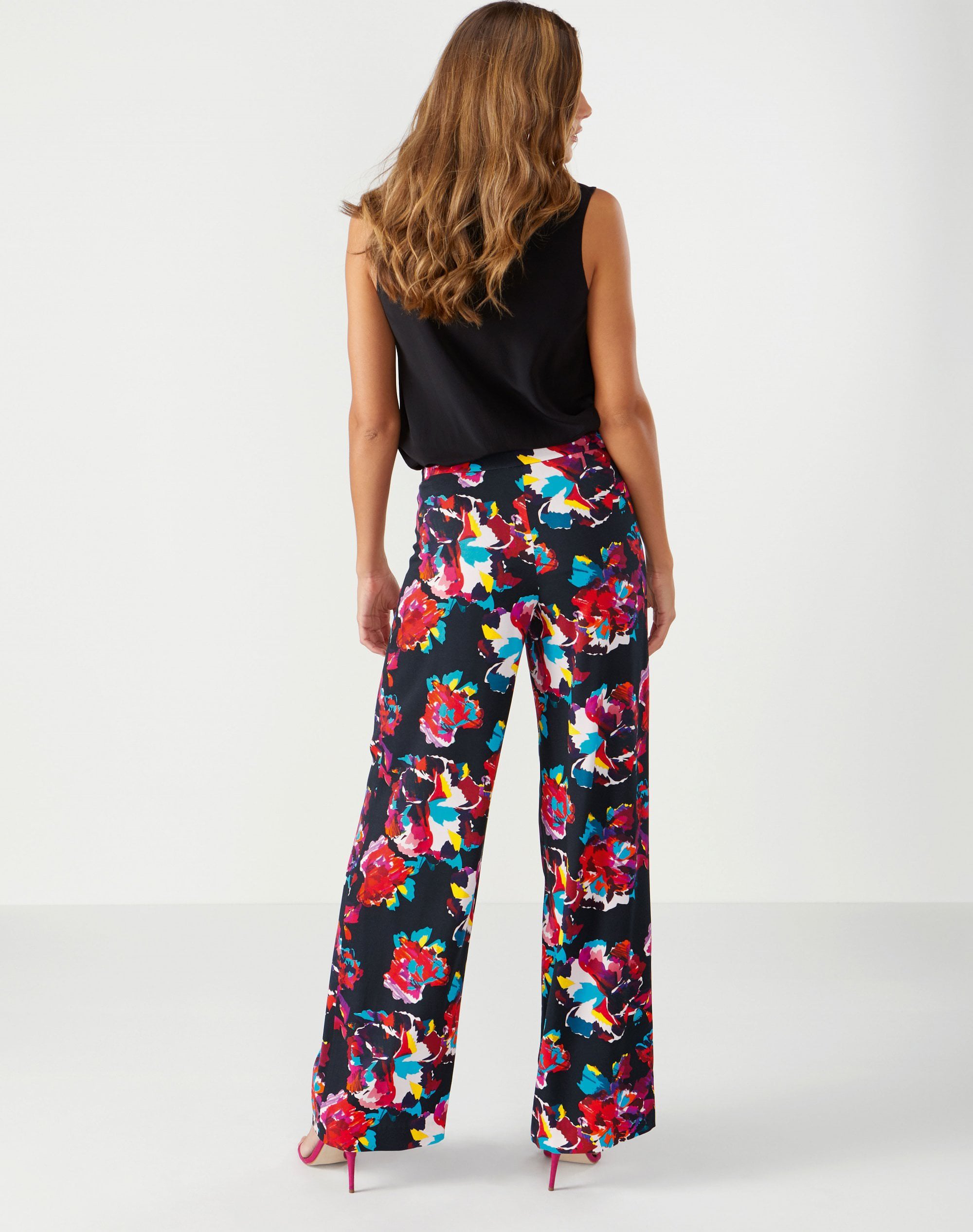 Summer Floral Wide Leg Printed Trousers Pure Collection