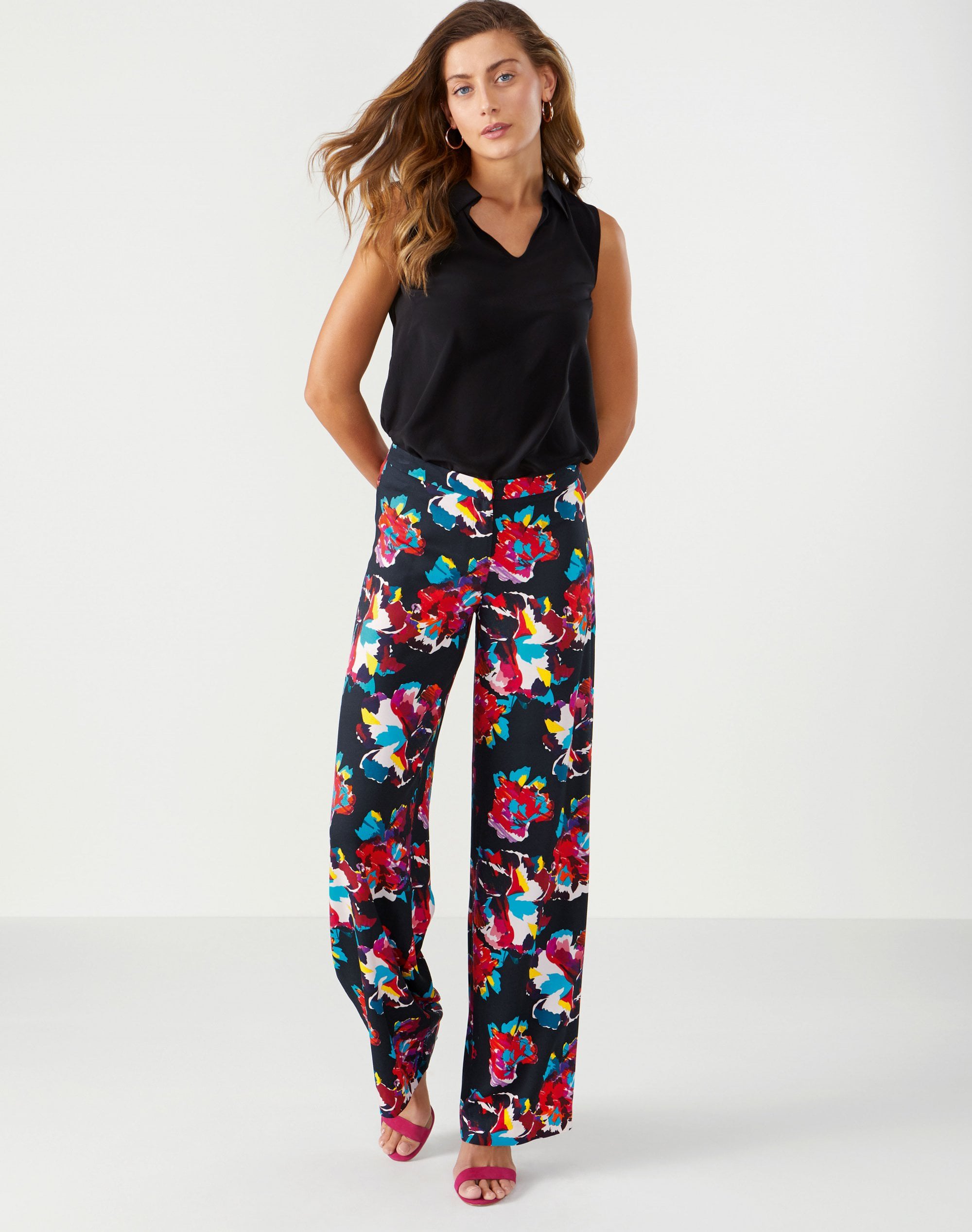 Summer Floral Wide Leg Printed Trousers Pure Collection 5184