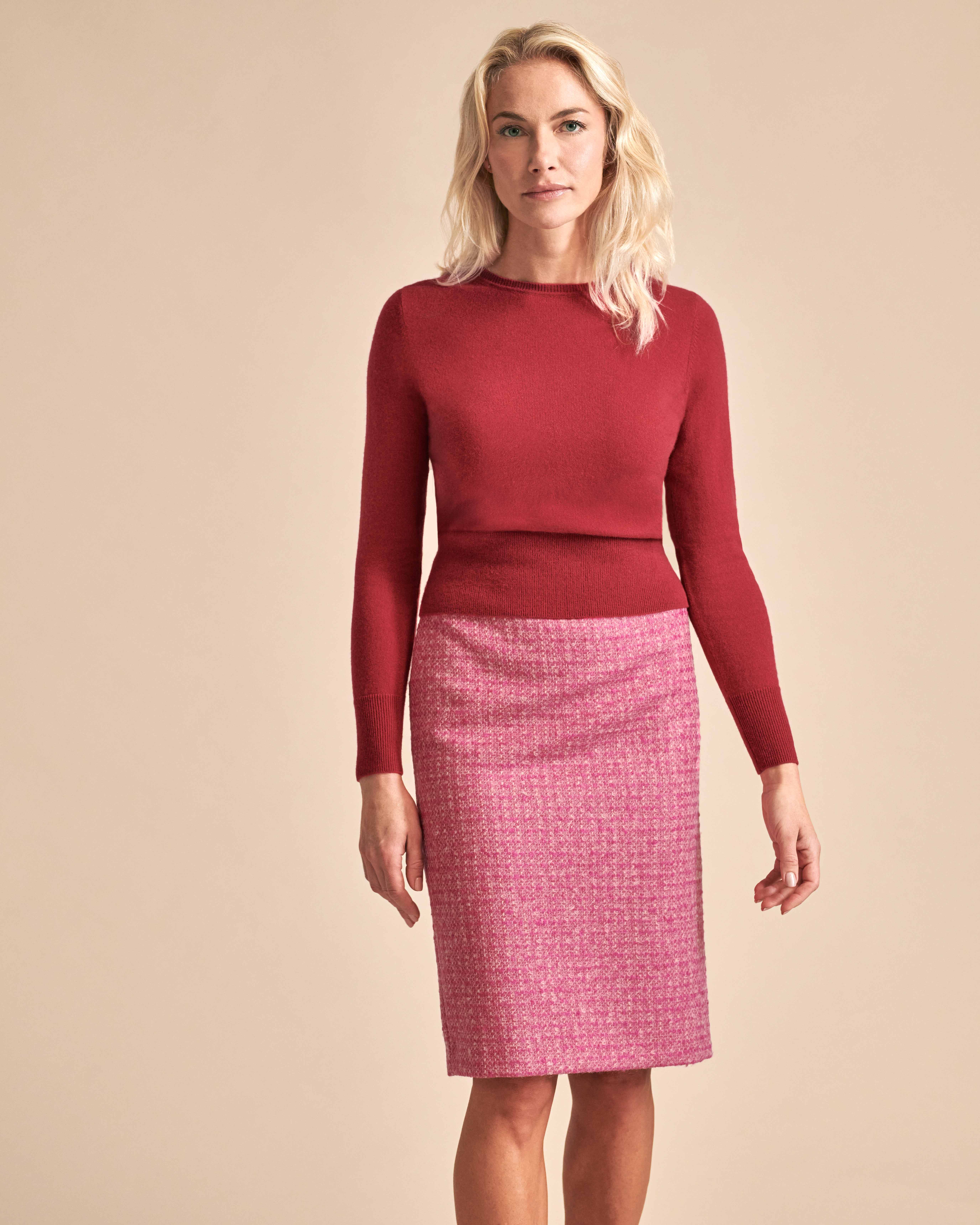 Bright Pink | Wool Pencil Skirt | Pure Collection