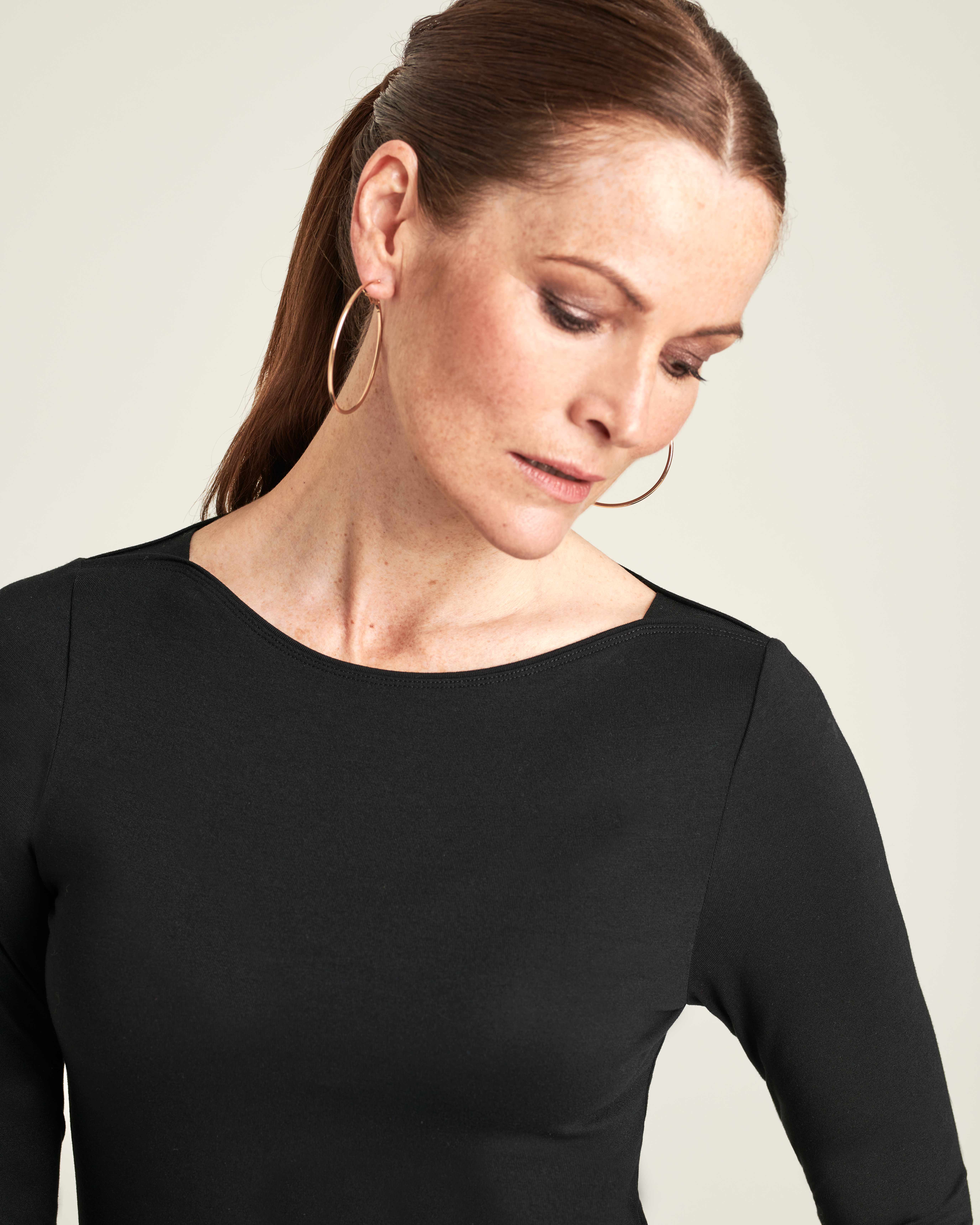 Black | Soft Jersey Boatneck Top | Pure Collection