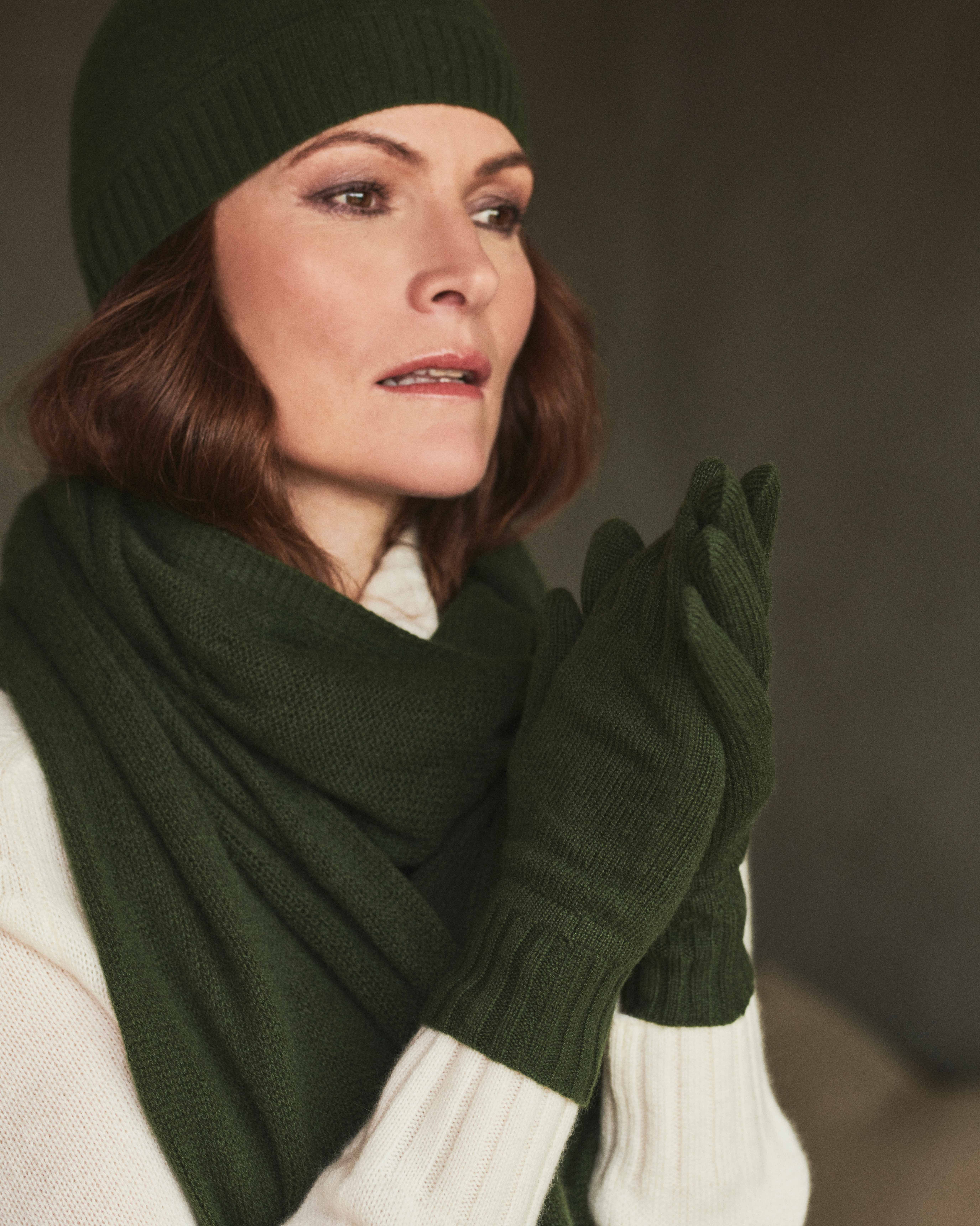 Khaki Womens Cashmere Gloves Pure Collection