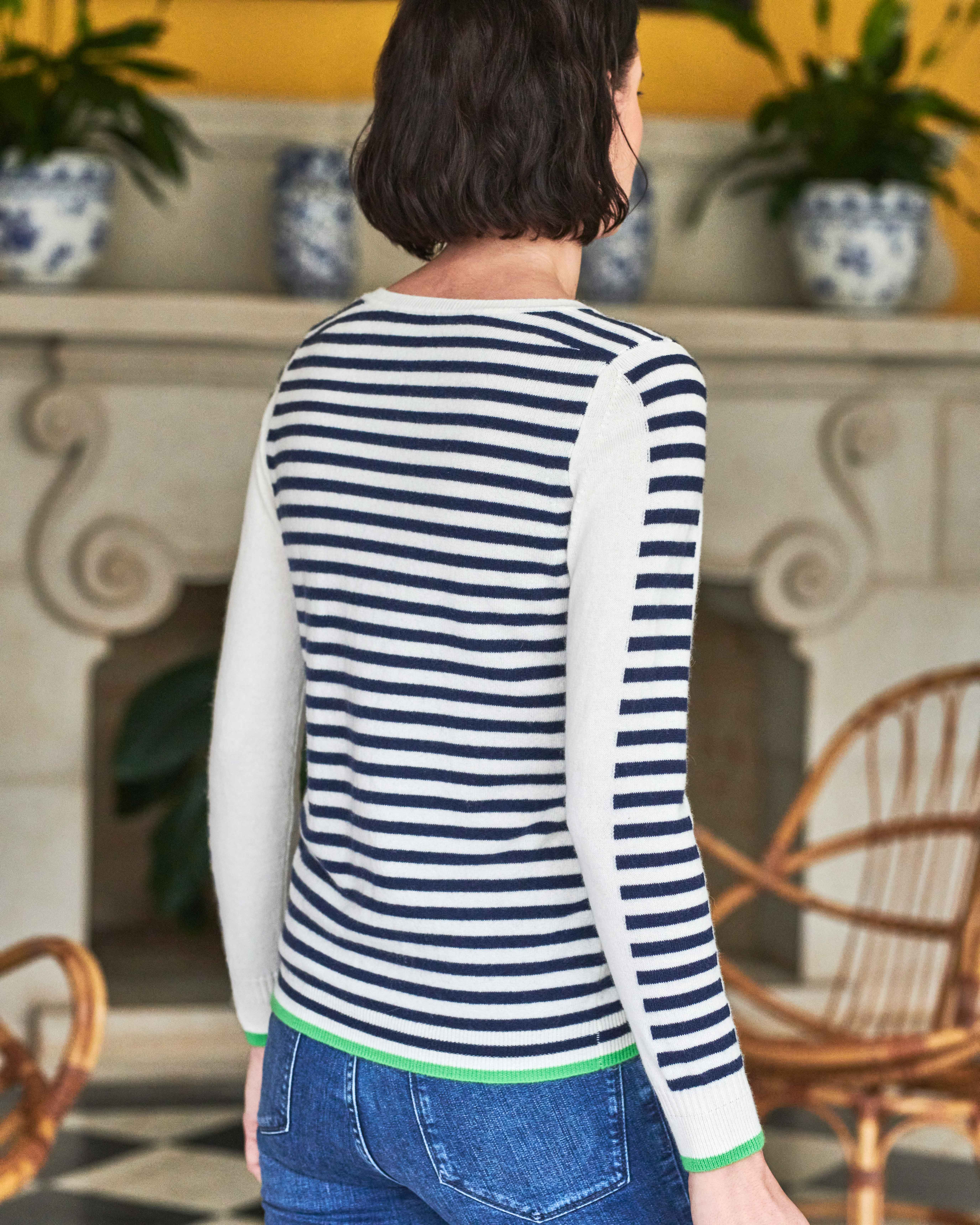 Navywhite Stripe Cashmere Patterned Sweater Pure Collection 3484