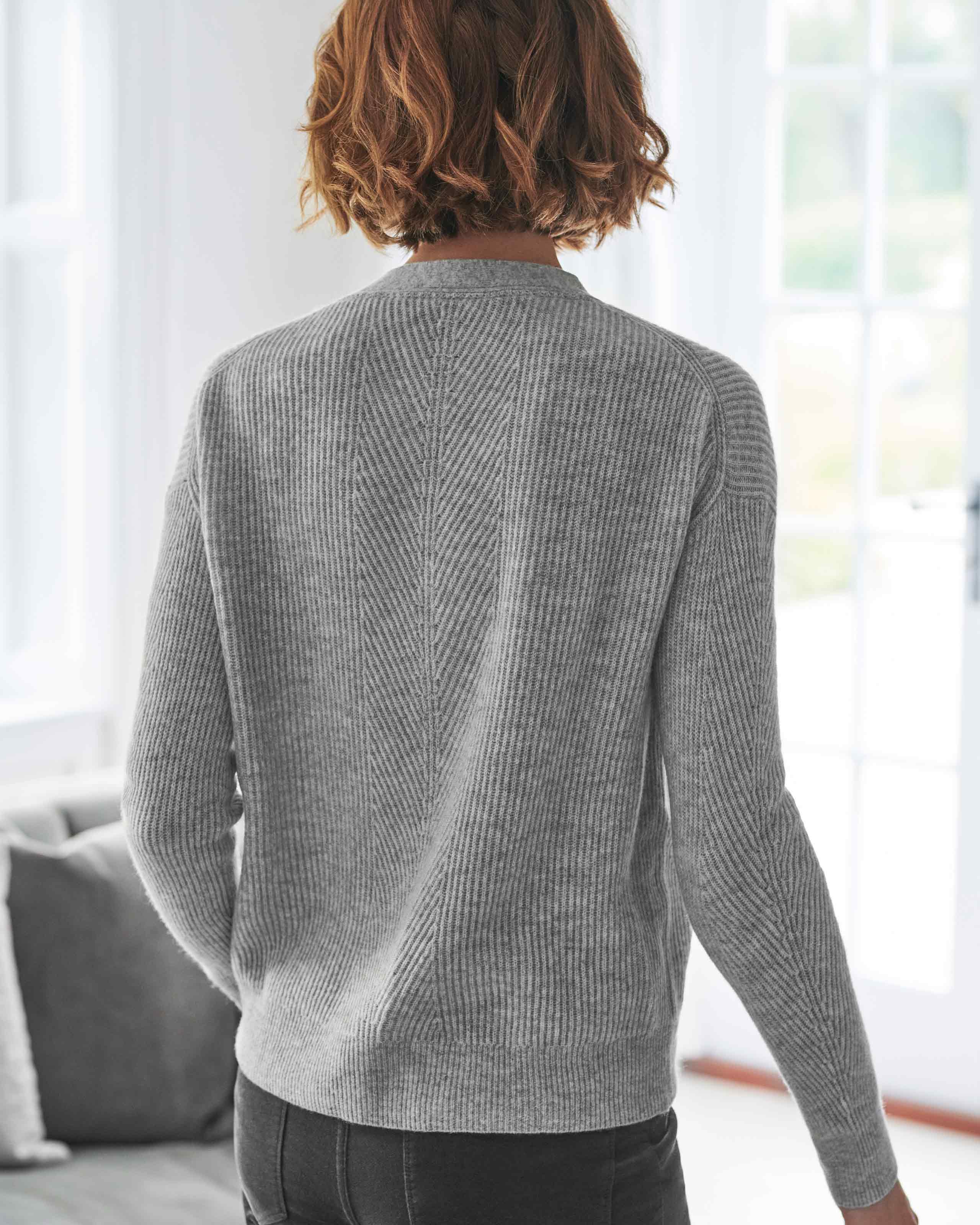 grey v neck cardigan women's