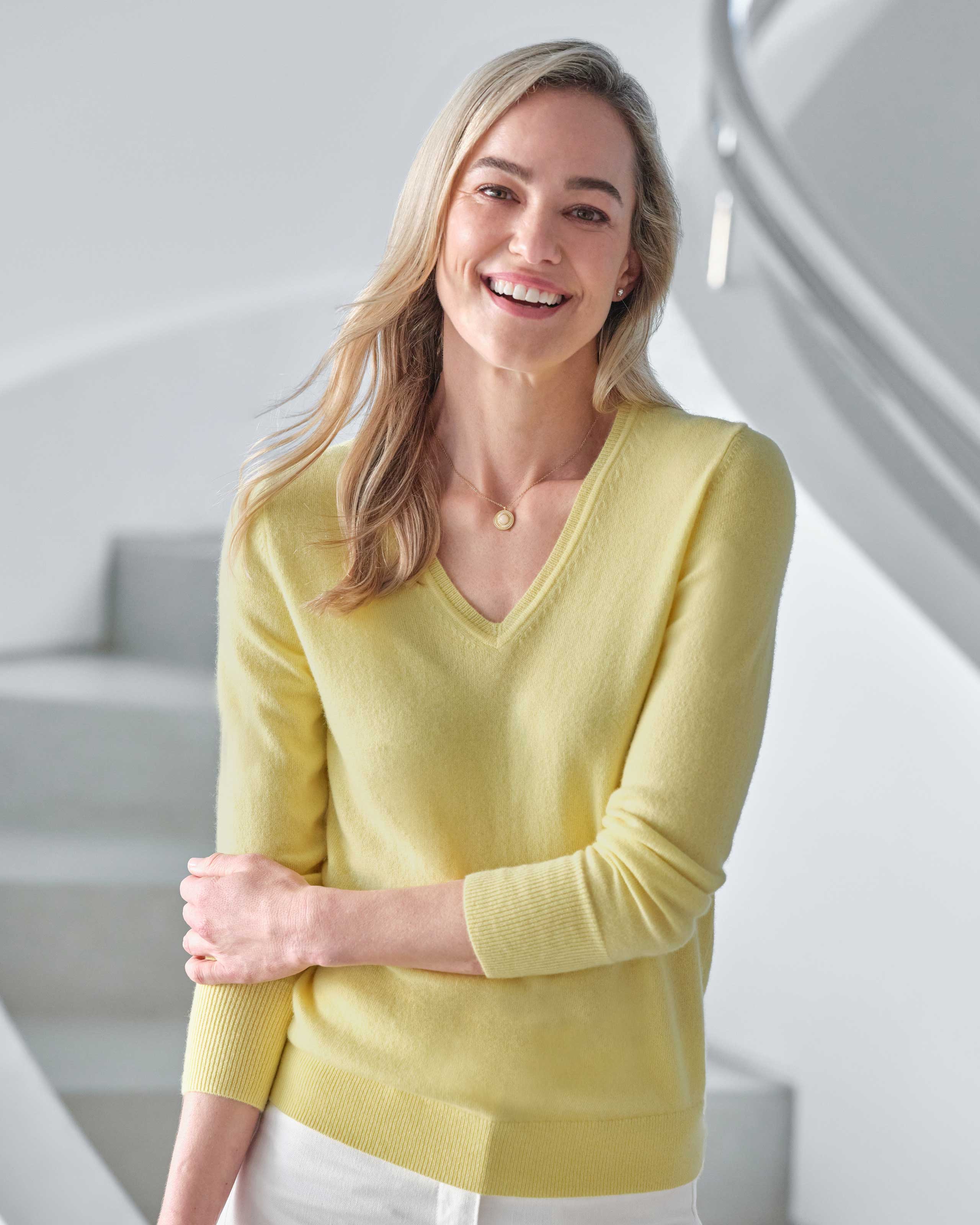 Citron | Cashmere V Neck Sweater | Pure Collection