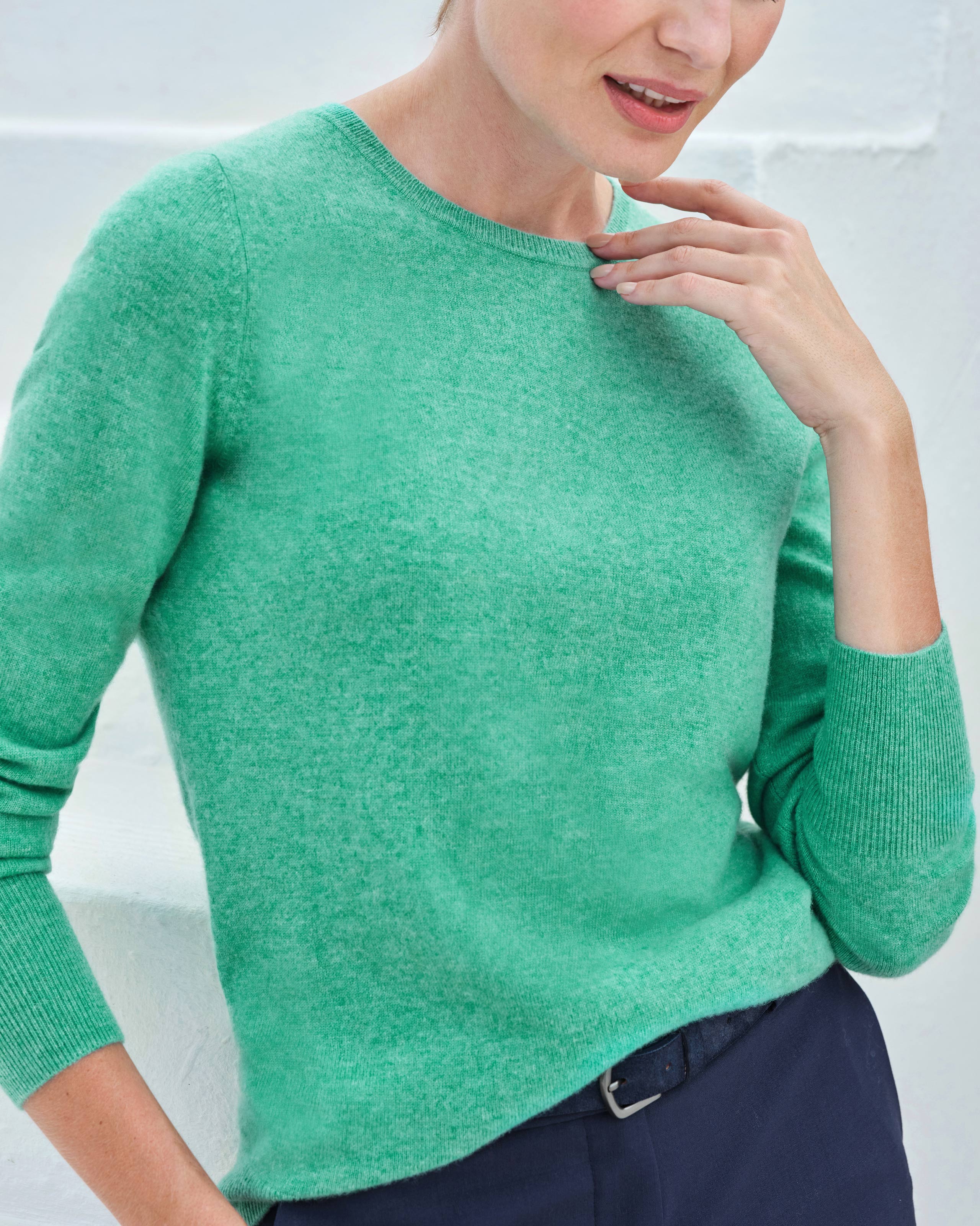 Heather Green Cashmere Crew Neck Sweater Pure Collection