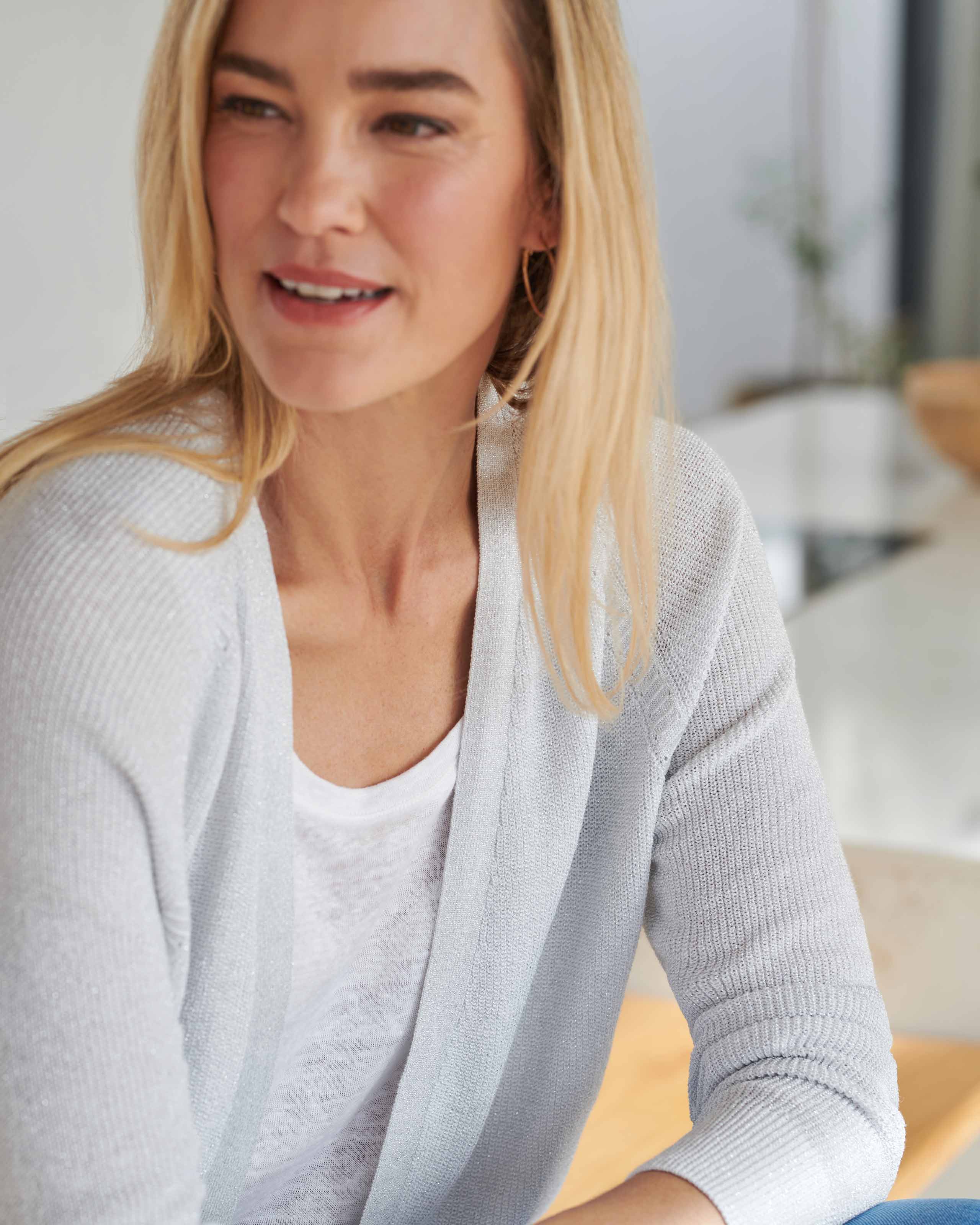 Silver/White Knit Bolero Cardigan Pure Collection