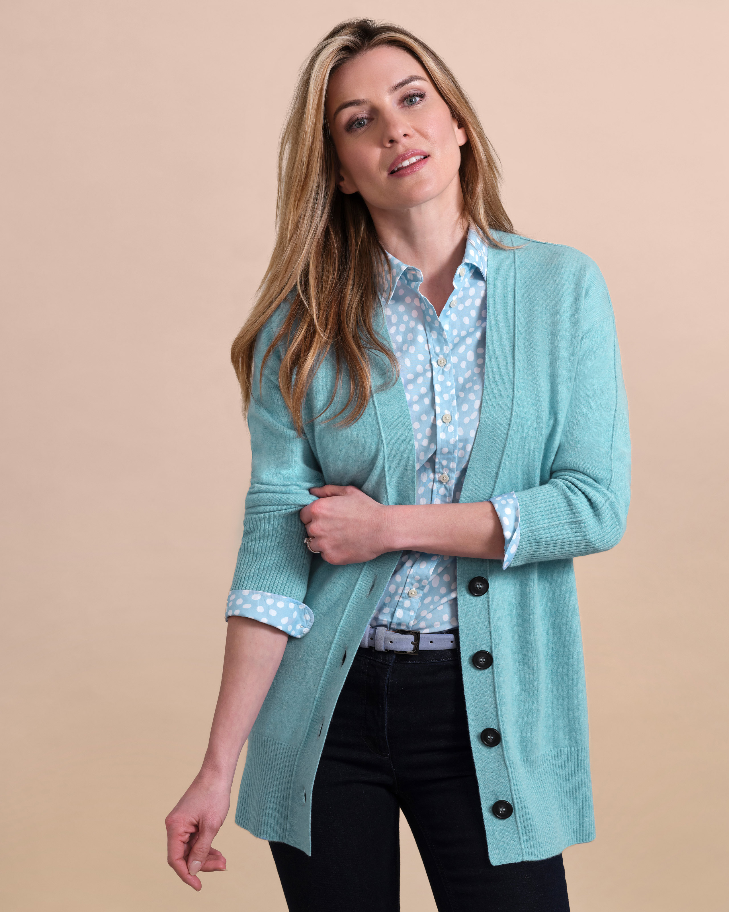 Frosted Blue | Cashmere Boyfriend Cardigan | Pure Collection