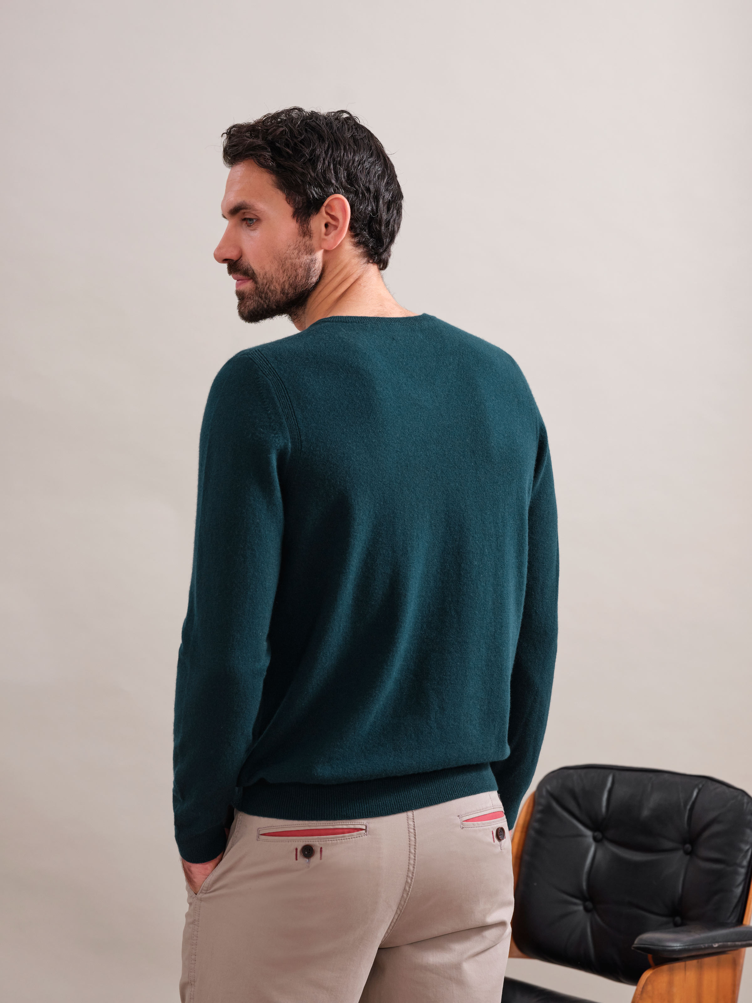 Deep Green Mens Cashmere V Sweater Pure Collection