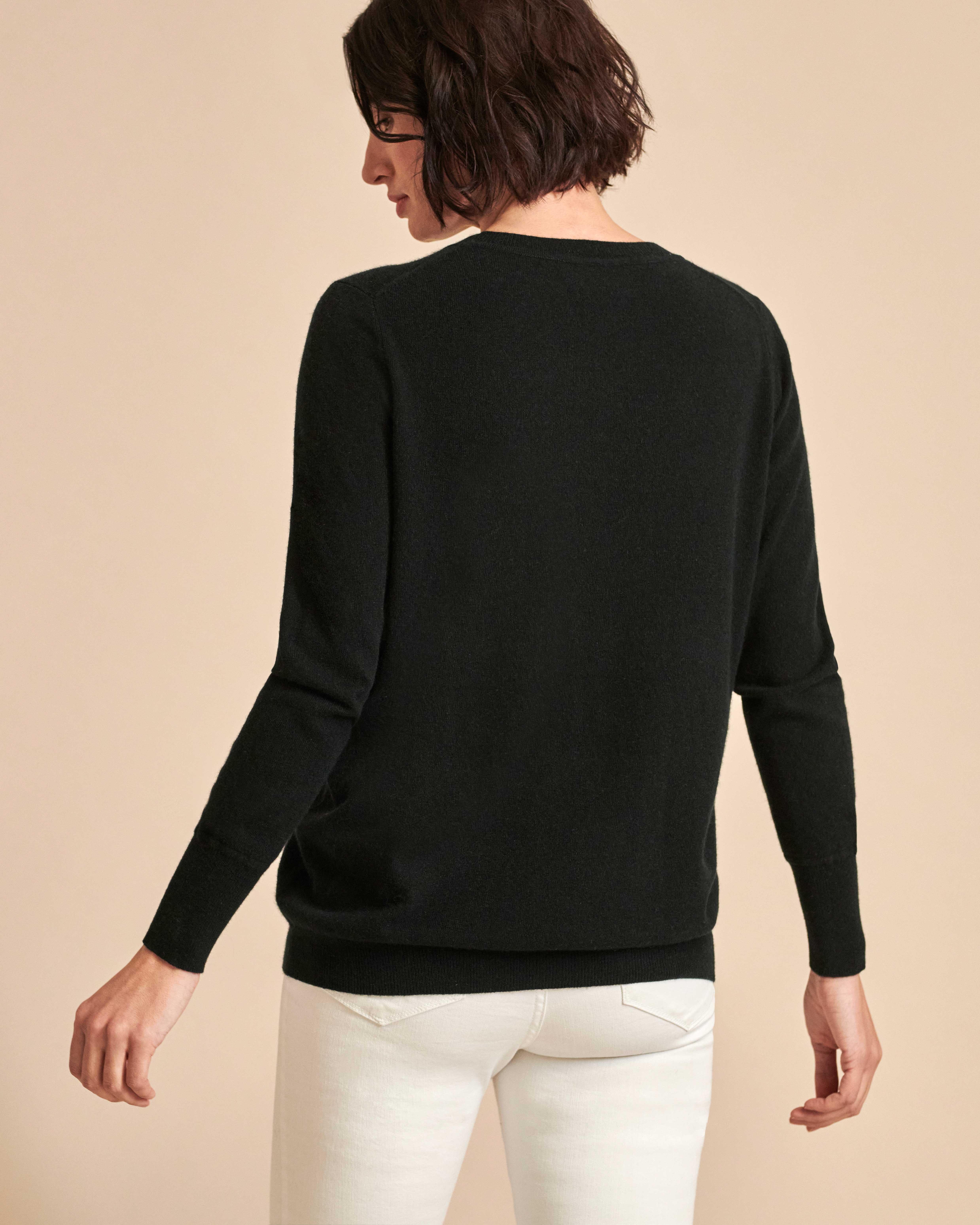 Black Womens Cashmere Boyfriend Sweater Pure Collection