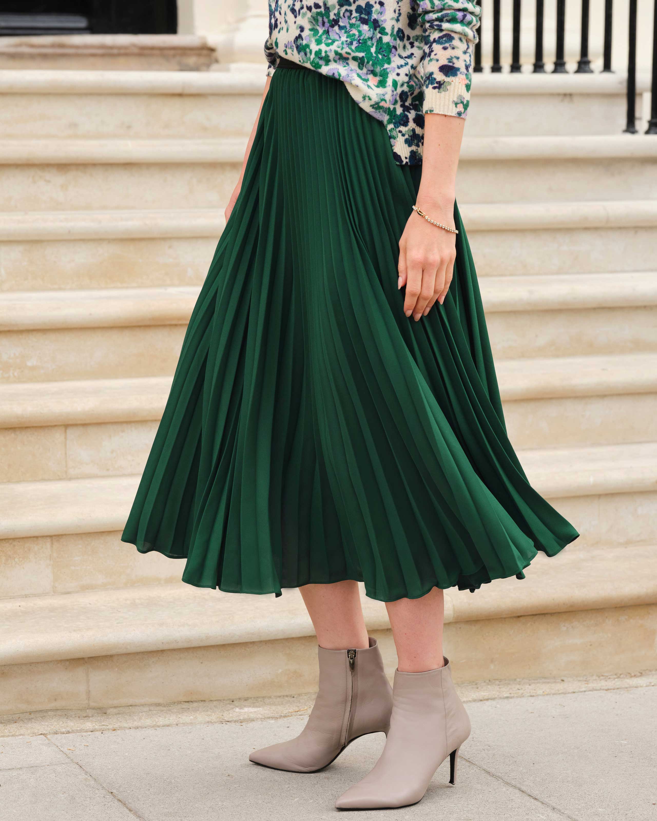 Lush Green | Sunray Pleat Skirt | Pure Collection