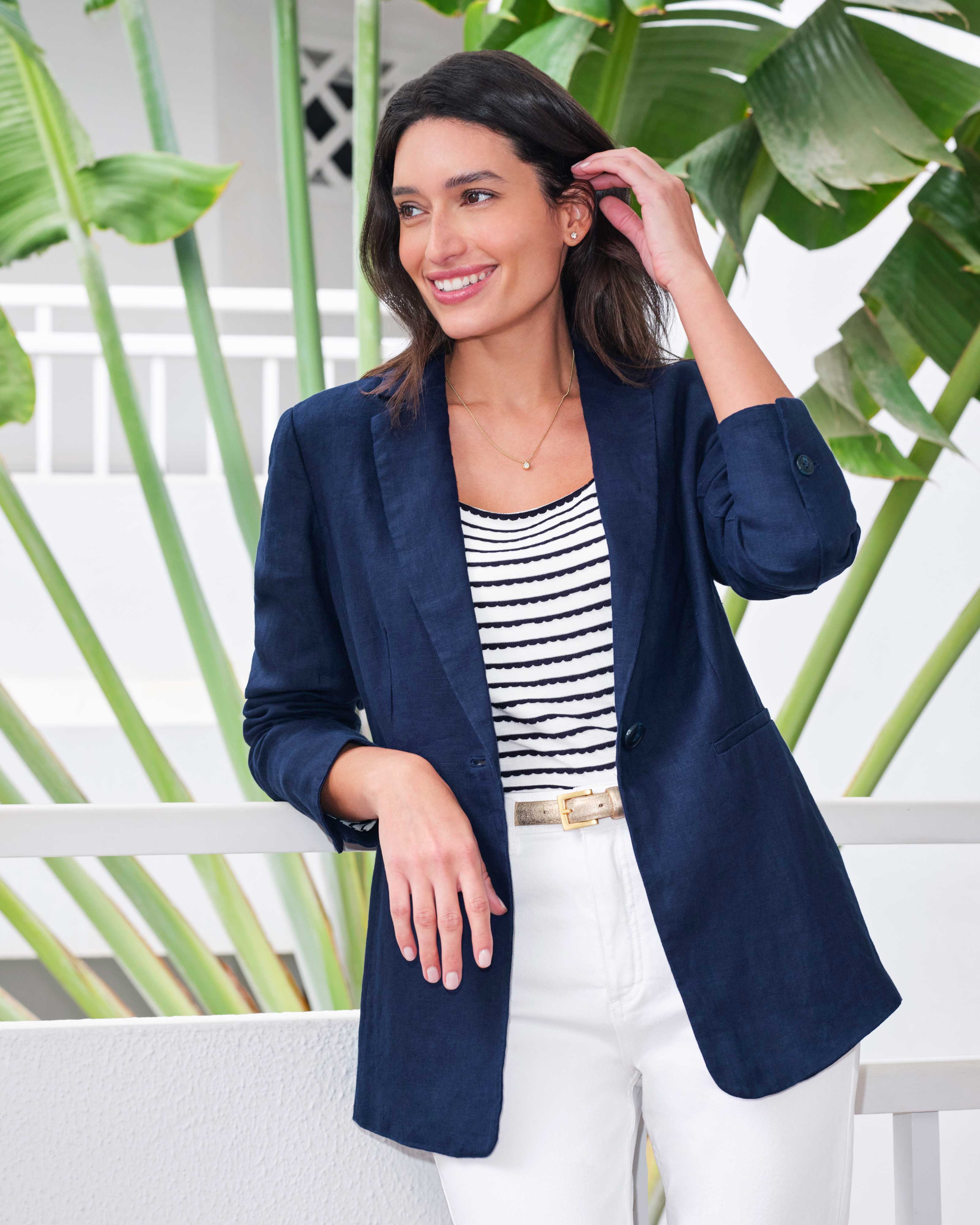 Navy longline blazer best sale