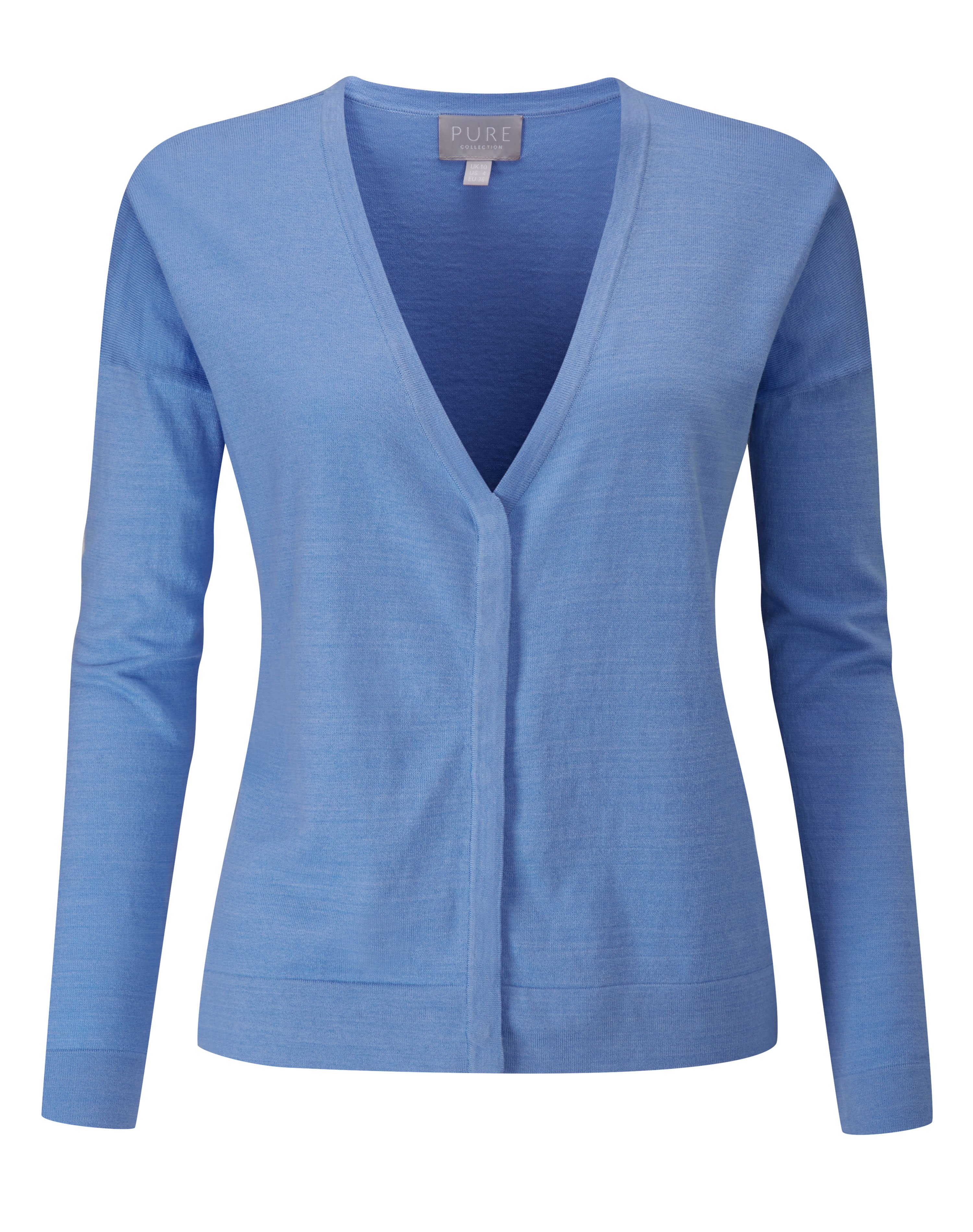 Sky Blue Cotton Silk Relaxed Cardigan Pure Collection